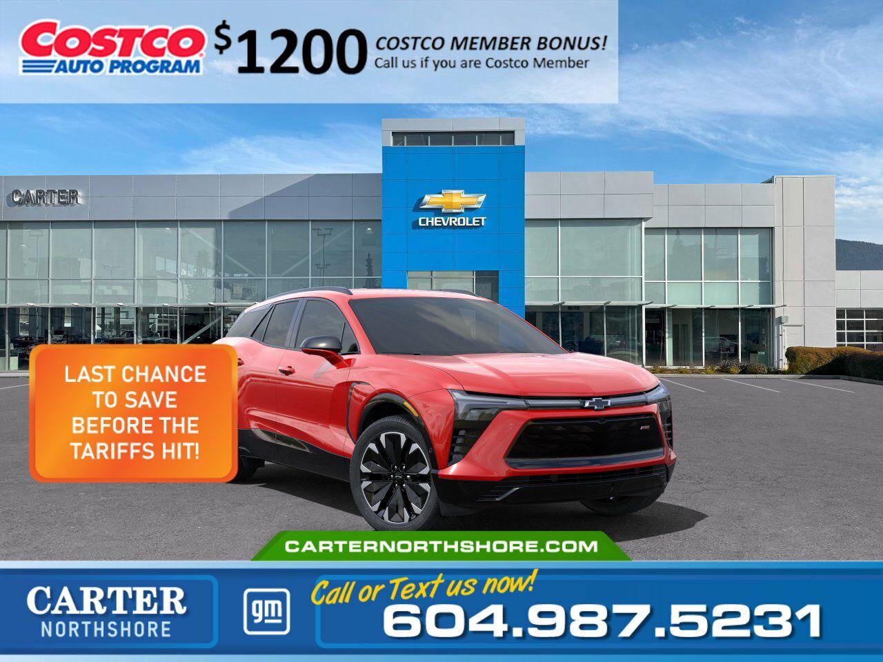 New 2024 Chevrolet Blazer EV EX-DEMO/AWD RS PKG | Costco Members get $1,200 Dis for sale in North Vancouver, BC