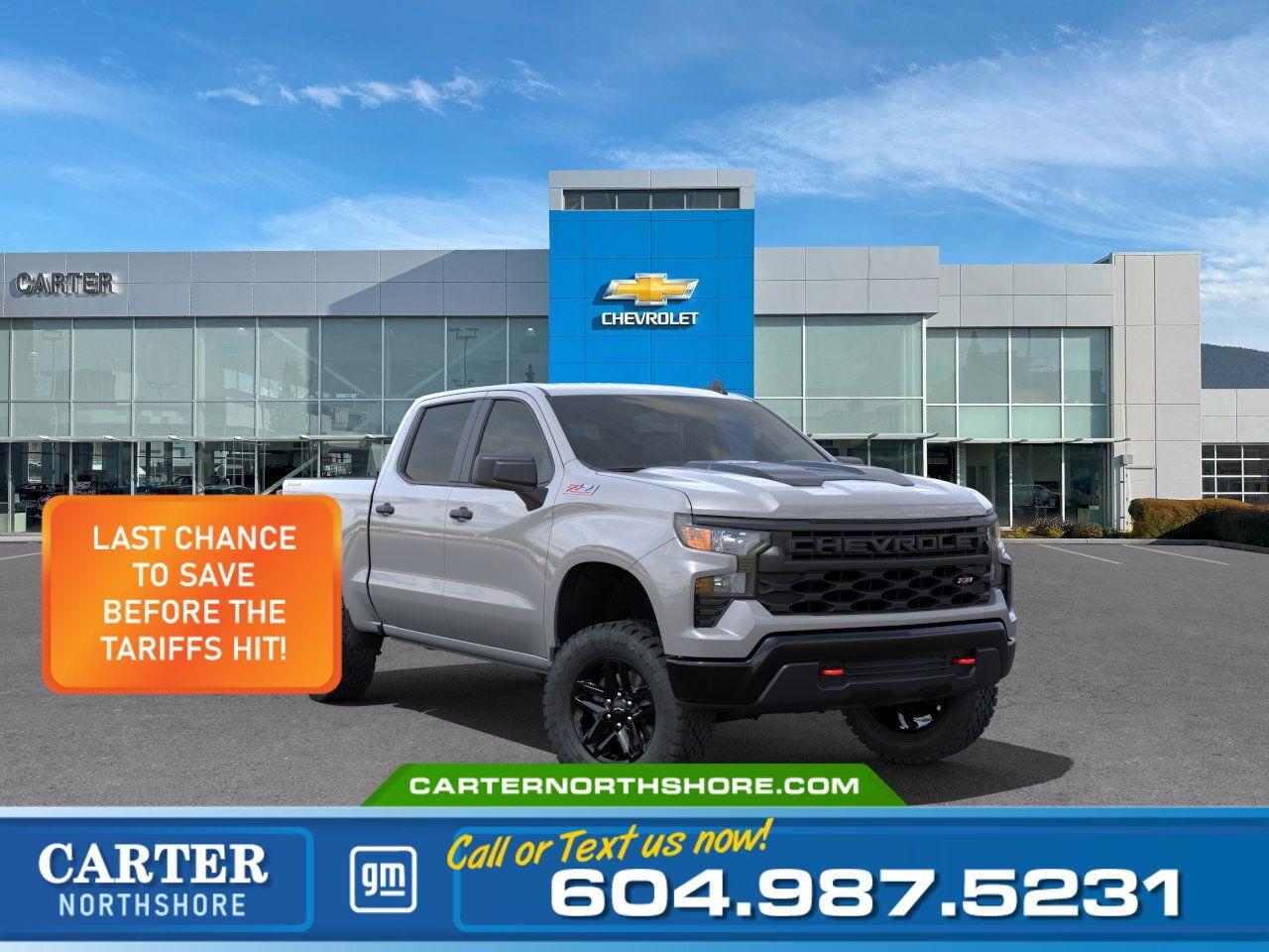 New 2025 Chevrolet Silverado 1500 SHORT BOX CREW CAB 4WD/Custom Trail Boss for sale in North Vancouver, BC