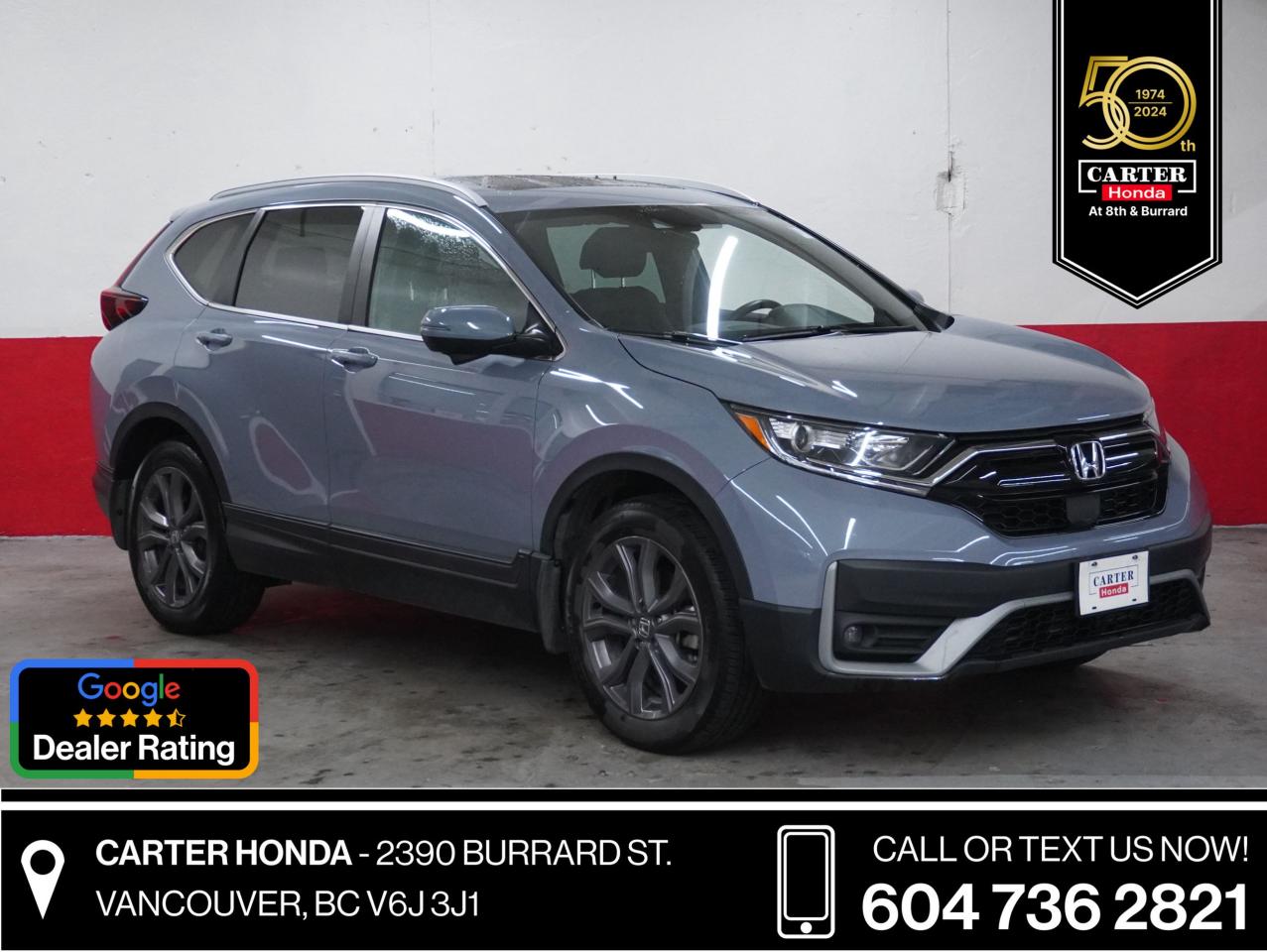 WHY CARTER HONDA? 

Exceeding our Customers Expectations for Over 30 Years.

Upfront Pricing, ZERO Hidden Fees and 7-Day Exchange Policy 
 
4.5 Google Star Rating with 2000+ Customer Reviews
 	2023, 2022 and 2021 Dealer of the Year Award from Dealer Rater
 	CARFAX - Full Vehicle Service History 
 	Vehicle Trades Welcome! Best Price Guaranteed!

Award-Winning Honda Vehicle Selection
 	Fast Approvals and 99% Acceptance Rates
 	Multilingual Consultants
 	Comfortable Non-Pressured Showroom

Were here to help you drive the vehicle you want, the vehicle you deserve!
 
QUESTIONS? GREAT! WEVE GOT ANSWERS!
CALL OR TEXT US NOW! (604) 736-2821
(Doc. Fee: $795.00 | Dealer Code: 1100)