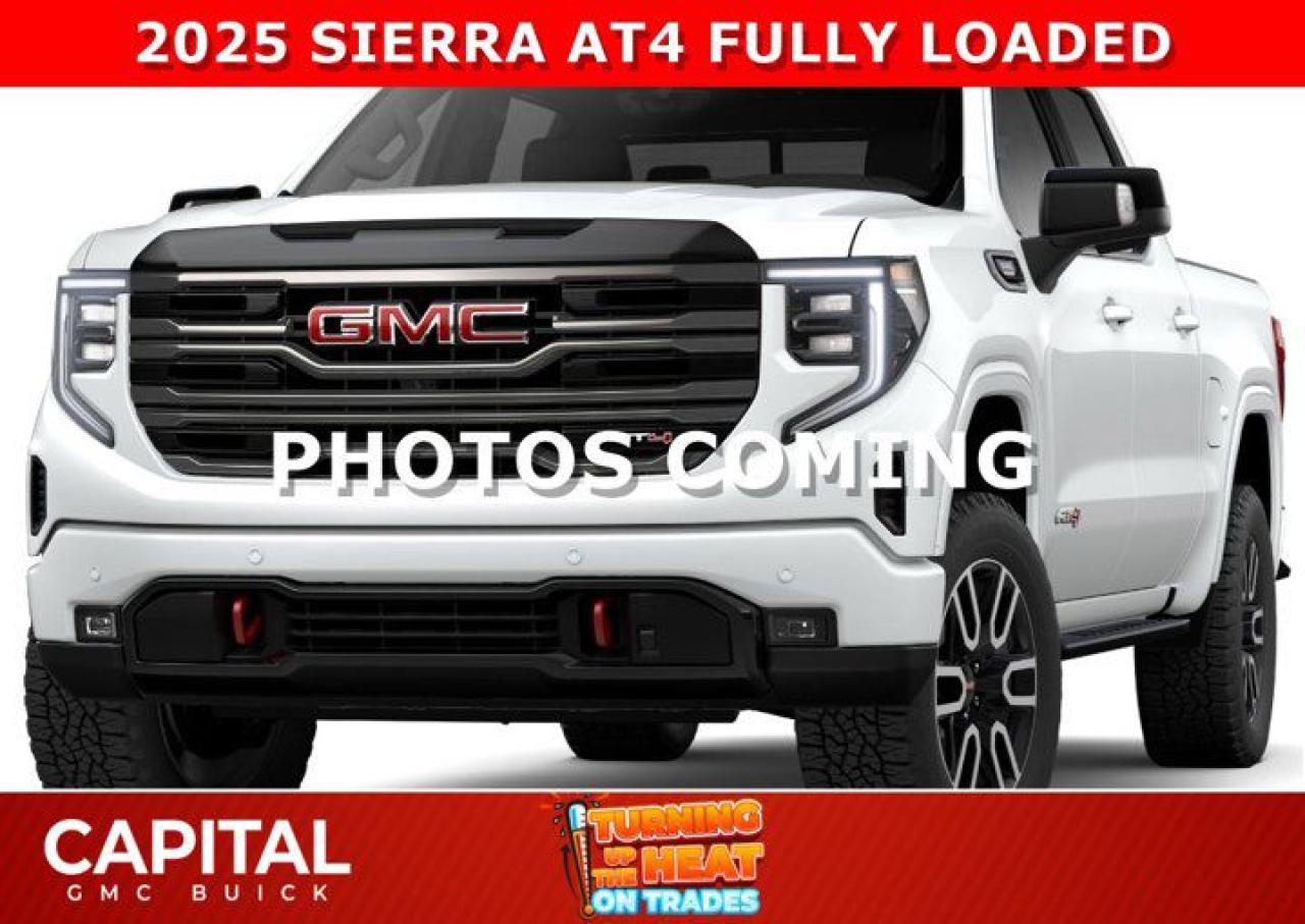 Take a look at this 2025 Sierra 1500 AT4 Duramax Diesel! Equipped with Technology Package, Premium Package, Body Color Arch Moldings, a 13.4 inch Premium Infotainment System, Rear Camera Mirror, 360 Cam, Adaptive Cruise, Off-road assist steps, Power Sunroof Heads-up Display, Heated and Cooled Seats, Heated Steering, Remote Start, Bose Stereo, Wireless Charging and so much more.. Low Production unit so act fast!Ask for the Internet Department for more information or book your test drive today! Text 365-601-8318 for fast answers at your fingertips!Ask for the Internet Department for more information or book your test drive today! Text 825-445-0521 for fast answers at your fingertips!AMVIC Licensed Dealer - Licence Number B1044900Disclaimer: All prices are plus taxes and include all cash credits and loyalties. See dealer for details. AMVIC Licensed Dealer # B1044900