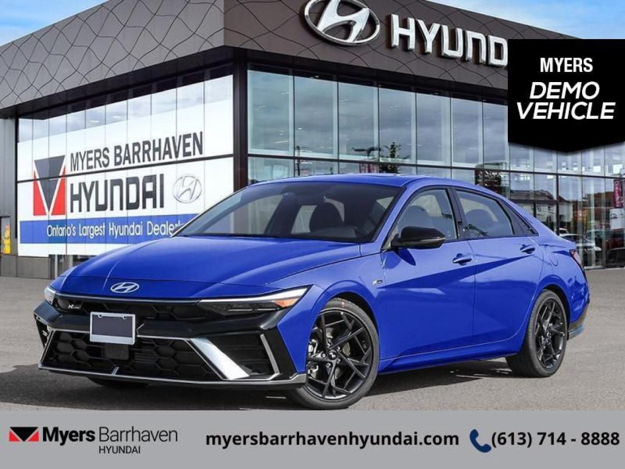 <b>Sport Suspension,  Premium Audio,  Adaptive Cruise Control,  Sunroof,  Navigation!</b><br> <br> <br> <br>  Crisp lines, sharp styling, and unexpected comfort, this 2025 Elantra is exactly what the sedan segment needed. <br> <br>This 2025 Elantra was made to be the sharpest compact sedan on the road. With tons of technology packed into the spacious and comfortable interior, along with bold and edgy styling inside and out, this family sedan makes the unexpected your daily driver. <br> <br> This intense blue sedan  has an automatic transmission and is powered by a  201HP 1.6L 4 Cylinder Engine.<br> <br> Our Elantras trim level is N Line Ultimate DCT. This trim rewards you with sport-tuned suspension, an 8-speaker Bose audio system, sunroof, dual-zone climate control, remote engine start, front heated seats with a heated steering wheel, remote keyless entry, aluminum-alloy wheels, and an upgraded 10.25-inch display with inbuilt navigation, Apple CarPlay and Android Auto. Safety features also include adaptive cruise control, highway driving assist, blind spot detection, lane keeping assist with lane departure warning, front and rear collision mitigation, and forward collision avoidance with pedestrian detection. This vehicle has been upgraded with the following features: Sport Suspension,  Premium Audio,  Adaptive Cruise Control,  Sunroof,  Navigation,  Climate Control,  Remote Start. <br><br> <br/> See dealer for details. <br> <br> o~o