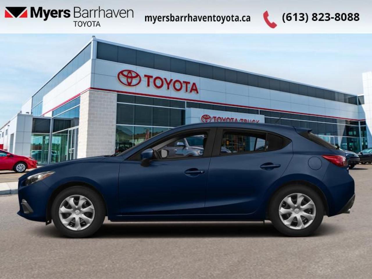 <b>Bluetooth,  Rear View Camera,  Remote Keyless Entry,  Air Conditioning,  Cruise Control!</b><br> <br>    The 2015 Mazda 3 is one of the best-driving small cars, with efficient engines and smooth transmissions that help give it a more premium feel than its price would suggest. - thecarconnection.com This  2015 Mazda Mazda3 is fresh on our lot in Ottawa. <br> <br>The 2015 Mazda 3 is the perfect choice for those that want a compact car that has a perfect balance of style and value. The Mazda 3 offers great fuel economy, precise handling and a long list of features and options making a great value for the price. It is also available in a Sport version with larger wheels and additional cosmetic enhancements.This  hatchback has 120,853 kms. Its  blue in colour  . It has a manual transmission and is powered by a  155HP 2.0L 4 Cylinder Engine.   This vehicle has been upgraded with the following features: Bluetooth,  Rear View Camera,  Remote Keyless Entry,  Air Conditioning,  Cruise Control,  Power Windows. <br> <br>To apply right now for financing use this link : <a href=https://www.myersbarrhaventoyota.ca/quick-approval/ target=_blank>https://www.myersbarrhaventoyota.ca/quick-approval/</a><br><br> <br/><br>At Myers Barrhaven Toyota we pride ourselves in offering highly desirable pre-owned vehicles. We truly hand pick all our vehicles to offer only the best vehicles to our customers. No two used cars are alike, this is why we have our trained Toyota technicians highly scrutinize all our trade ins and purchases to ensure we can put the Myers seal of approval. Every year we evaluate 1000s of vehicles and only 10-15% meet the Myers Barrhaven Toyota standards. At the end of the day we have mutual interest in selling only the best as we back all our pre-owned vehicles with the Myers *LIFETIME ENGINE TRANSMISSION warranty. Thats right *LIFETIME ENGINE TRANSMISSION warranty, were in this together! If we dont have what youre looking for not to worry, our experienced buyer can help you find the car of your dreams! Ever heard of getting top dollar for your trade but not really sure if you were? Here we leave nothing to chance, every trade-in we appraise goes up onto a live online auction and we get buyers coast to coast and in the USA trying to bid for your trade. This means we simultaneously expose your car to 1000s of buyers to get you top trade in value. <br>We service all makes and models in our new state of the art facility where you can enjoy the convenience of our onsite restaurant, service loaners, shuttle van, free Wi-Fi, Enterprise Rent-A-Car, on-site tire storage and complementary drink. Come see why many Toyota owners are making the switch to Myers Barrhaven Toyota. <br>*LIFETIME ENGINE TRANSMISSION WARRANTY NOT AVAILABLE ON VEHICLES WITH KMS EXCEEDING 140,000KM, VEHICLES 8 YEARS & OLDER, OR HIGHLINE BRAND VEHICLE(eg. BMW, INFINITI. CADILLAC, LEXUS...) o~o