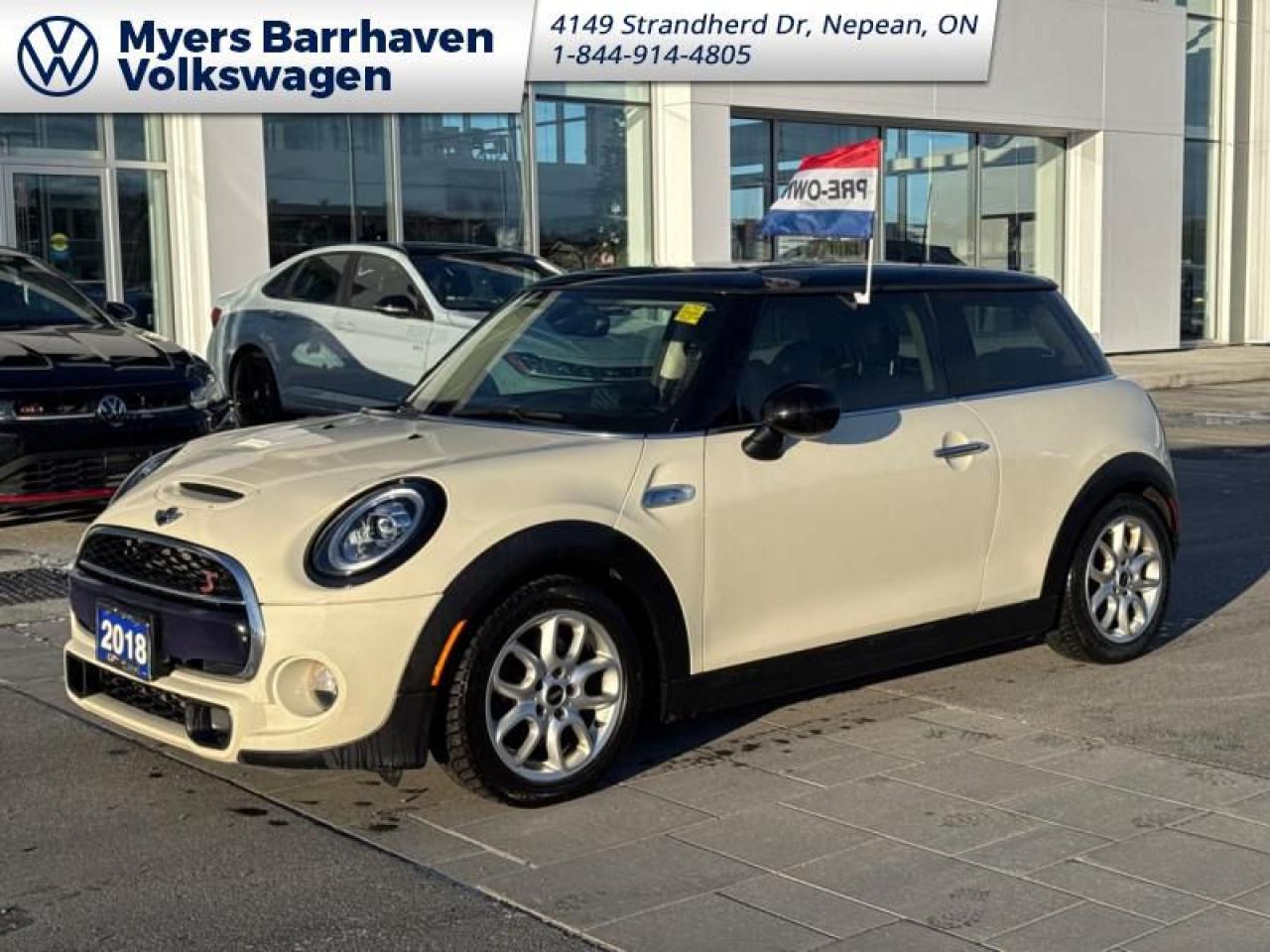 <b>Loaded Package, Wired Navigation Package, Essentials Package, 17 inch Cosmos Spoke Aluminum Wheels, Park Sensing System - Rear!</b><br> <br>    The distinctive interior styling built with premium materials give this 2018 MINI 3 Door a real feel of refinement and superiority. This  2018 MINI 3 Door is for sale today in Nepean. <br> <br>Unconventional in every way possible and a style icon that derives its style from a historic model, the 2018 Mini 3 Door is one little compact that will make you fall in love with it the moment you step inside. A premium cabin, sporty performances and a design to remember, this Mini is the true statement you are trying to portray.This  hatchback has 145,517 kms. Its  pepper white in colour  and is completely accident free based on the <a href=https://vhr.carfax.ca/?id=dWVJ8kVYdj415OhVK3wnbTWljRw/8pmQ target=_blank>CARFAX Report</a> . It has an automatic transmission and is powered by a  2.0L I4 16V GDI DOHC Turbo engine.  <br> <br> Our 3 Doors trim level is Cooper S. The Cooper S adds a little extra on top of the base model. Options carry over from the previous trim and also includes white turn signals, push button start, power front seats, carbon fiber interior inserts, a firmer suspension, as well as more power from an upgraded engine.  This vehicle has been upgraded with the following features: Loaded Package, Wired Navigation Package, Essentials Package, 17 Inch Cosmos Spoke Aluminum Wheels, Park Sensing System - Rear, Visibility Package. <br> <br>To apply right now for financing use this link : <a href=https://www.barrhavenvw.ca/en/form/new/financing-request-step-1/44 target=_blank>https://www.barrhavenvw.ca/en/form/new/financing-request-step-1/44</a><br><br> <br/><br> Buy this vehicle now for the lowest bi-weekly payment of <b>$140.80</b> with $0 down for 72 months @ 9.99% APR O.A.C. ((Plus applicable taxes and fees - Some conditions apply to get approved at the mentioned rate)     ).  See dealer for details. <br> <br>We are your premier Volkswagen dealership in the region. If youre looking for a new Volkswagen or a car, check out Barrhaven Volkswagens new, pre-owned, and certified pre-owned Volkswagen inventories. We have the complete lineup of new Volkswagen vehicles in stock like the GTI, Golf R, Jetta, Tiguan, Atlas Cross Sport, Volkswagen ID.4 electric vehicle, and Atlas. If you cant find the Volkswagen model youre looking for in the colour that you want, feel free to contact us and well be happy to find it for you. If youre in the market for pre-owned cars, make sure you check out our inventory. If you see a car that you like, contact 844-914-4805 to schedule a test drive.<br> Come by and check out our fleet of 40+ used cars and trucks and 100+ new cars and trucks for sale in Nepean.  o~o