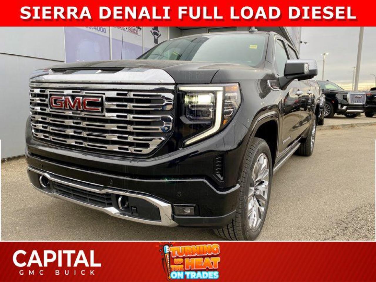 Take a look at this 2025 SIERRA 1500 Diesel ! FULLY LOADED with the Technology Package, RESERVE PACKAGE, 360-degree camera, heads-up display, sunroof, Body color arch moldings, power retractable running boards, 22-inch multi-dimensional polished aluminum wheels, adaptive cruise control, rear camera mirror, bed view camera, BOSE audio speakers, and much more!Ask for the Internet Department for more information or book your test drive today! Text 825-445-0521 for fast answers at your fingertips!AMVIC Licensed Dealer - Licence Number B1044900Disclaimer: All prices are plus taxes and include all cash credits and loyalties. See dealer for details. AMVIC Licensed Dealer # B1044900