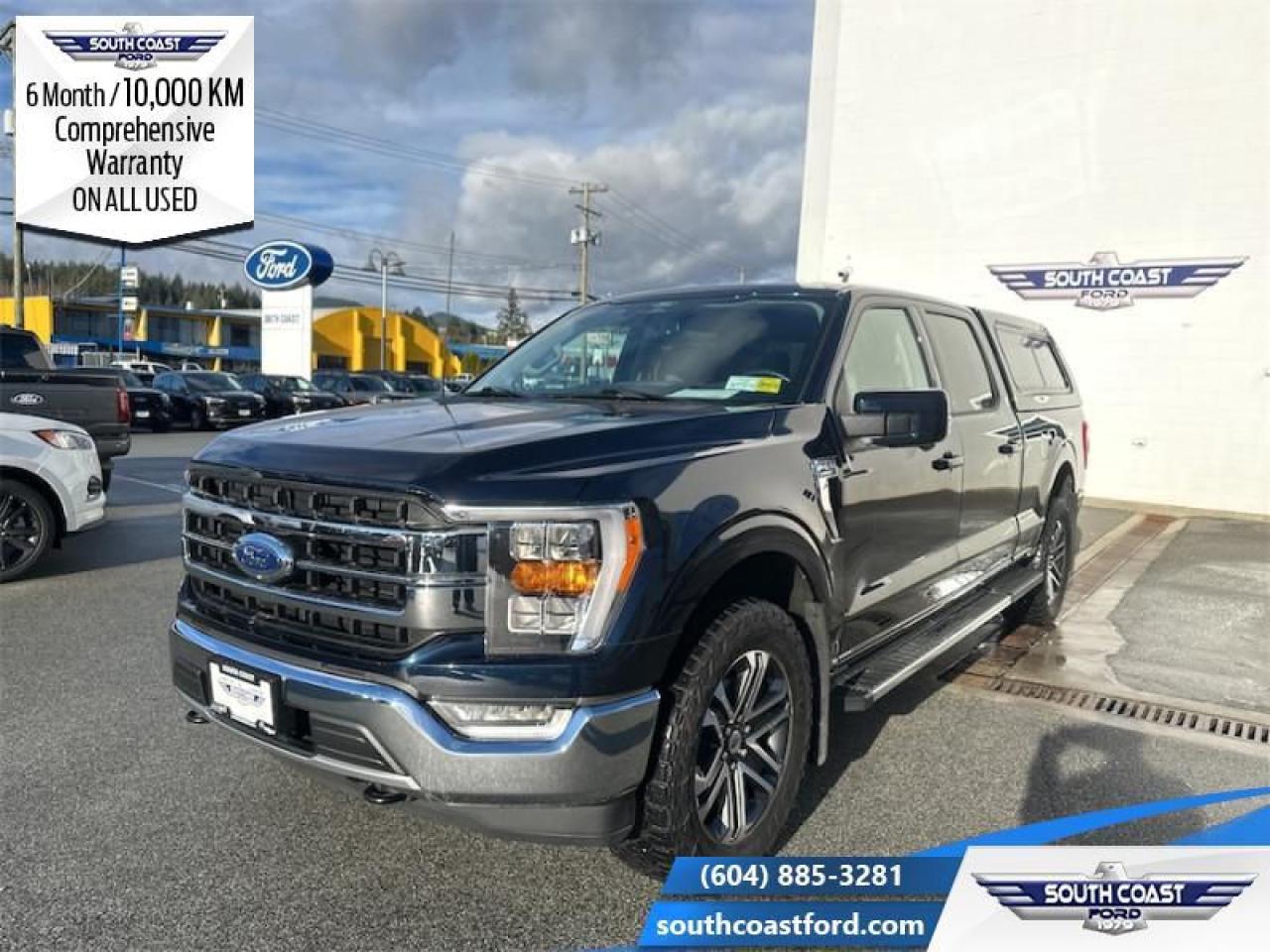 <b>Low Mileage, Leather Seats, 501A Equipment Group, FX4 Off-Road Package, Running Boards, 20 inch Aluminum Wheels!</b><br> <br> <p style=color:Blue;><b>Upgrade your ride at South Coast Ford with peace of mind! Our used vehicles come with a minimum of 10,000 km and 6 months of Comprehensive Vehicle Warranty. Drive with confidence knowing your investment is protected.</b></p><br> <br> Compare at $60760 - Our Price is just $58990! <br> <br>   A true class leader in towing and hauling capabilities, this 2022 Ford F-150 isnt your usual work truck, but the best in the business. This  2022 Ford F-150 is for sale today in Sechelt. <br> <br>The perfect truck for work or play, this versatile Ford F-150 gives you the power you need, the features you want, and the style you crave! With high-strength, military-grade aluminum construction, this F-150 cuts the weight without sacrificing toughness. The interior design is first class, with simple to read text, easy to push buttons and plenty of outward visibility. With productivity at the forefront of design, the F-150 makes use of every single component was built to get the job done right!This low mileage  Crew Cab 4X4 pickup  has just 29,994 kms. Its  antimatter blue metallic in colour  . It has a 10 speed automatic transmission and is powered by a  400HP 3.5L V6 Cylinder Engine.  This unit has some remaining factory warranty for added peace of mind. <br> <br> Our F-150s trim level is Lariat. This luxurious Ford F-150 Lariat comes loaded with premium features such as leather heated and cooled seats, body coloured exterior accents, a proximity key with push button start and smart device remote start, pro trailer backup assist and Ford Co-Pilot360 that features lane keep assist, blind spot detection, pre-collision assist with automatic emergency braking and rear parking sensors. Enhanced features also includes unique aluminum wheels, SYNC 4 with enhanced voice recognition featuring connected navigation, Apple CarPlay and Android Auto, FordPass Connect 4G LTE, power adjustable pedals, a powerful Bang & Olufsen audio system with SiriusXM radio, cargo box lights, dual zone climate control and a handy rear view camera to help when backing out of tight spaces. This vehicle has been upgraded with the following features: Leather Seats, 501a Equipment Group, Fx4 Off-road Package, Running Boards, 20 Inch Aluminum Wheels, 360 Camera. <br> To view the original window sticker for this vehicle view this <a href=http://www.windowsticker.forddirect.com/windowsticker.pdf?vin=1FTFW1E80NFC26878 target=_blank>http://www.windowsticker.forddirect.com/windowsticker.pdf?vin=1FTFW1E80NFC26878</a>. <br/><br> <br>To apply right now for financing use this link : <a href=https://www.southcoastford.com/financing/ target=_blank>https://www.southcoastford.com/financing/</a><br><br> <br/><br>Call South Coast Ford Sales or come visit us in person. Were convenient to Sechelt, BC and located at 5606 Wharf Avenue. and look forward to helping you with your automotive needs.<br><br> Come by and check out our fleet of 20+ used cars and trucks and 90+ new cars and trucks for sale in Sechelt.  o~o