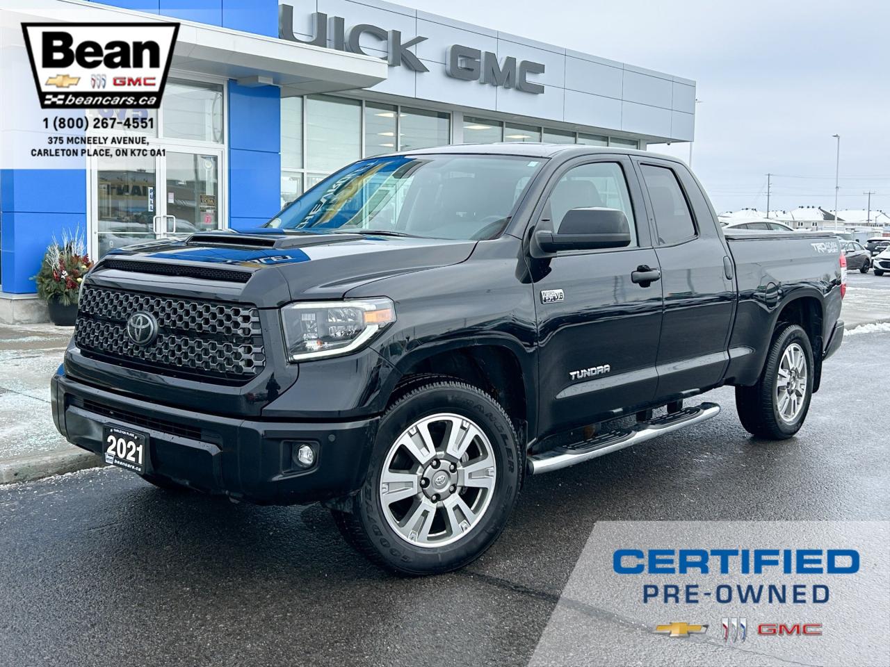 Used 2021 Toyota Tundra SR5 5.7L V8 WITH REMOTE ENTRY, HEATED LEATHER SEATS, UNDER SEAT STORAGE, TRAILER BRAKE CONTROLLER CRUISE CONTROL, APPLE CARPLAY AND ANDROID AUTO for sale in Carleton Place, ON