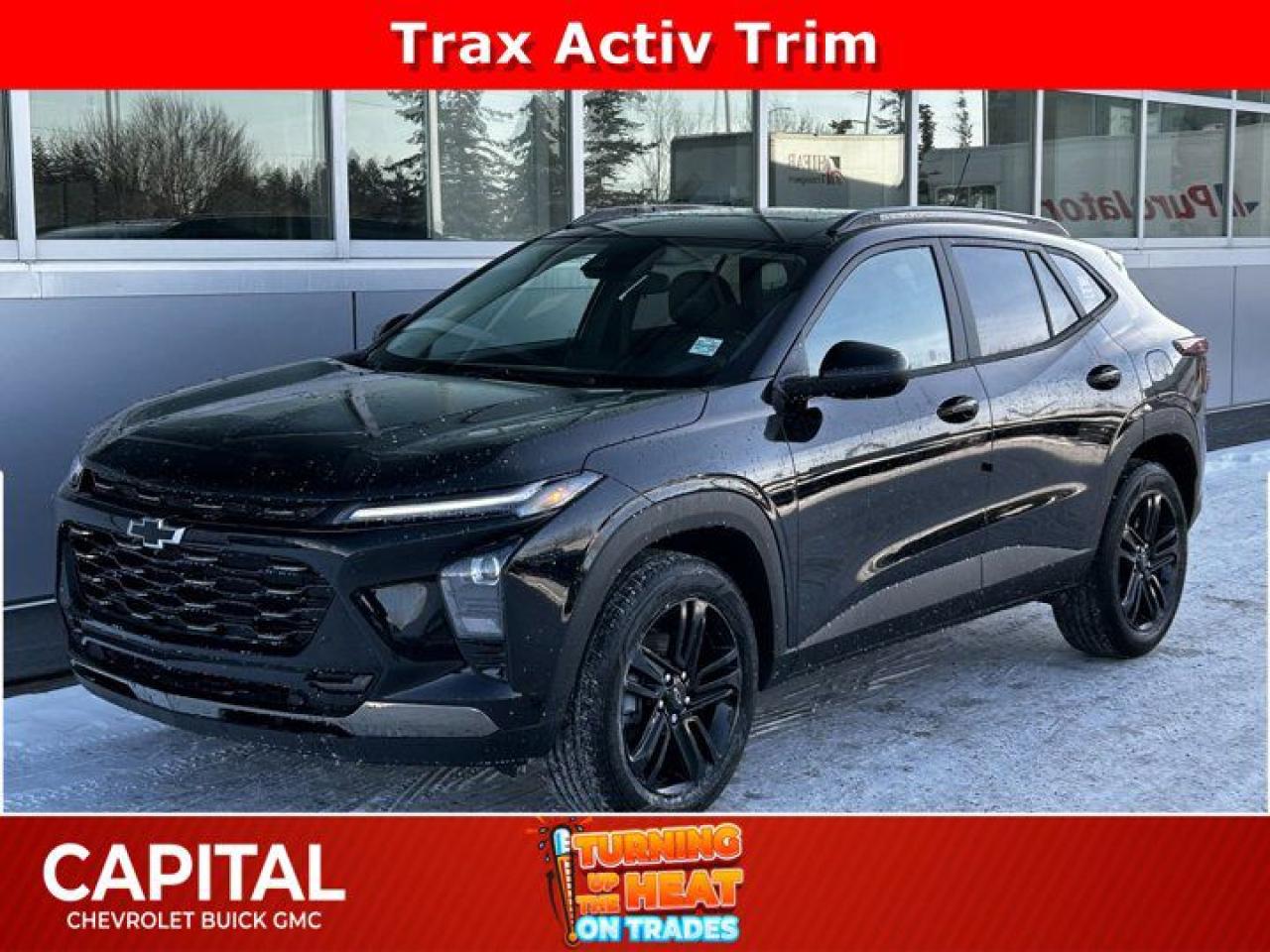 This Chevrolet Trax delivers a Turbocharged Gas 3-Cyl 1.2L/ engine powering this Automatic transmission. ENGINE, ECOTEC 1.2L TURBO DOHC DI WITH VARIABLE VALVE TIMING (VVT) (137 hp [102 kW] @ 5000 rpm, 162 lb-ft of torque [219 N-m] @ 2500 rpm) (STD), Wireless Apple CarPlay/Wireless Android Auto, Wipers, front intermittent, variable speed.* This Chevrolet Trax Features the Following Options *Wiper, rear, intermittent, Windows, power rear, express down, Window, power, front passenger with express down, Window, power, driver with express down, Wi-Fi Hotspot capable (Terms and limitations apply. See onstar.ca or dealer for details.), Wheels, 18 (45.7 cm) Black-painted aluminum, Wheel, spare, 16 (40.6 cm) steel, Visors, driver and front passenger vanity mirrors, covered, Vehicle health management, USB ports, 2, one type-A and one type-C, located within the instrument panel.* Visit Us Today *A short visit to Capital Chevrolet Buick GMC Inc. located at 13103 Lake Fraser Drive SE, Calgary, AB T2J 3H5 can get you a dependable Trax today!