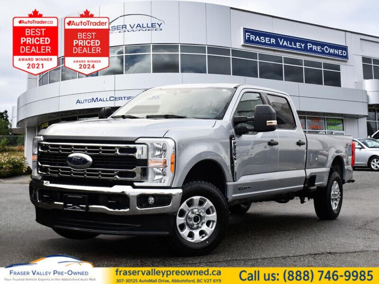 Heavy Duty Suspension,  Tow Package,  Apple CarPlay,  Android Auto,  5G Wi-Fi!
 
    If you have the need to haul or tow heavy loads, this Ford F-350 should be at the top of your consideration list. This  2023 Ford F-350 Super Duty is for sale today in Abbotsford. 
 
The most capable truck for work or play, this heavy-duty Ford F-350 never stops moving forward and gives you the power you need, the features you want, and the style you crave! With high-strength, military-grade aluminum construction, this F-350 Super Duty cuts the weight without sacrificing toughness. The interior design is first class, with simple to read text, easy to push buttons and plenty of outward visibility. This truck is strong, extremely comfortable and ready for anything. This  sought after diesel Crew Cab 4X4 pickup  has 61,170 kms. Its  nice in colour  . It has a 10 speed automatic transmission and is powered by a  475HP 6.7L 8 Cylinder Engine. 
 
 Our F-350 Super Dutys trim level is XL. This F-350 Super Duty in the XL trim is ready for whatever you throw at it, with beefy suspension thanks to heavy-duty dampers and robust axles, class V towing equipment with a hitch, trailer wiring harness, a brake controller and trailer sway control, manual extendable trailer-style side mirrors, box-side steps, and cargo box illumination. Additional features include an 8-inch infotainment screen powered by SYNC 4 with Apple CarPlay and Android Auto, FordPass Connect 5G mobile hotspot internet access, air conditioning, cruise control, remote keyless entry, smart device remote engine start, and a rearview camera. This vehicle has been upgraded with the following features: Heavy Duty Suspension,  Tow Package,  Apple Carplay,  Android Auto,  5g Wi-fi,  Sync,  Rear Camera. 
 To view the original window sticker for this vehicle view this http://www.windowsticker.forddirect.com/windowsticker.pdf?vin=1FT8W3BT3PED20498. 

 
To apply right now for financing use this link : https://www.fraservalleypreowned.ca/abbotsford-car-loan-application-british-columbia
 
 

| Our Quality Guarantee: We maintain the highest standard of quality that is required for a Pre-Owned Dealership to operate in an Auto Mall. We provide an independent 360-degree inspection report through licensed 3rd Party mechanic shops. Thus, our customers can rest assured each vehicle will be a reliable, and responsible purchase.  |  Purchase Disclaimer: Your selected vehicle may have a differing finance and cash prices. When viewing our vehicles on third party  marketplaces, please click over to our website to verify the correct price for the vehicle. The Sale Price on third party websites will always reflect the Finance Price of our vehicles. If you are making a Cash Purchase, please refer to our website for the Cash Price of the vehicle.  | All prices are subject to and do not include, a $995 Finance Fee, and a $995 Document Fee.   These fees as well as taxes, are included in all listed listed payment quotes. Please speak with Dealer for full details and exact numbers.  o~o