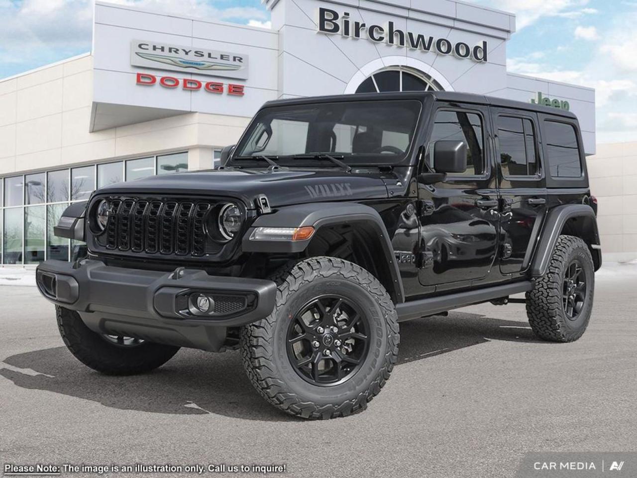 New 2025 Jeep Wrangler Willys Black Freedom Top 3–piece modular hardtop for sale in Winnipeg, MB