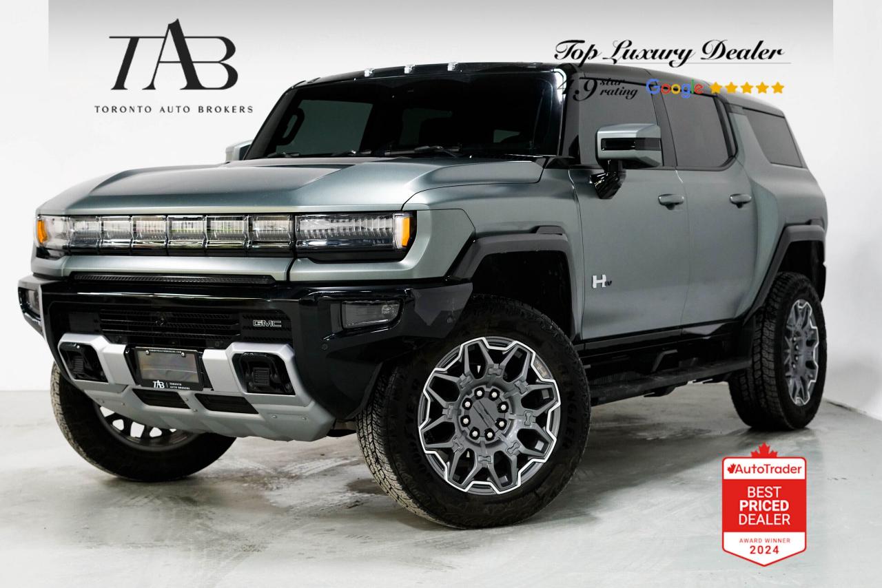 This beautiful 2024 GMC Hummer EV 3X is a local Ontario vehicle with a clean Carfax report and remaining manufacture warranty until February 28th 2028 or up to 80,000 kms. Unleash the future of adventure with the 2024 GMC Hummer EV SUV 3X Edition 1. This all-electric beast combines unstoppable E4WD performance with cutting-edge luxury, featuring 22" wheels that command attention and an Infinity Roof that opens up the sky for limitless exploration.

Key features Include:

1045 Electric Motor Torque
329 Electric Motor Miles Per Charge
19.2 kW EV On-Board Charger Rating
Bi-Directional Charging Capable
Glass T-Tops Removable Roof (Infinity Roof)
4-Wheel Steering
830 Electric Motor HP
Fully Automated Active Parking System
Hill Descent Off-Road Driving Assist
DC Fast Charging Electric Motor Charger
Google Built-In Infotainment
Lane Changing Autonomous Lane Guidance
Surround View Camera System
Pedestrian Detection Rear Pre-Collision Warning System
22" Painted Aluminum Alloy Wheels

NOW OFFERING 3 MONTH DEFERRED FINANCING PAYMENTS ON APPROVED CREDIT. 

WE OFFER THE BEST FINANCE RATES, AND DONT CHARGE ANY FINANCING FEE 

Looking for a top-rated pre-owned luxury car dealership in the GTA? Look no further than Toronto Auto Brokers (TAB)! Were proud to have won multiple awards, including the 2024 AutoTrader Best Priced Dealer, 2024 CBRB Dealer Award, the Canadian Choice Award 2024, the 2024 BNS Award, the 2024 Three Best Rated Dealer Award, and many more!

With 30 years of experience serving the Greater Toronto Area, TAB is a respected and trusted name in the pre-owned luxury car industry. Our 30,000 sq.Ft indoor showroom is home to a wide range of luxury vehicles from top brands like BMW, Mercedes-Benz, Audi, Porsche, Land Rover, Jaguar, Aston Martin, Bentley, Maserati, and more. And we dont just serve the GTA, were proud to offer our services to all cities in Canada, including Vancouver, Montreal, Calgary, Edmonton, Winnipeg, Saskatchewan, Halifax, and more.

At TAB, were committed to providing a no-pressure environment and honest work ethics. As a family-owned and operated business, we treat every customer like family and ensure that every interaction is a positive one. Come experience the TAB Lifestyle at its truest form, luxury car buying has never been more enjoyable and exciting!

We offer a variety of services to make your purchase experience as easy and stress-free as possible. From competitive and simple financing and leasing options to extended warranties, aftermarket services, and full history reports on every vehicle, we have everything you need to make an informed decision. We welcome every trade, even if youre just looking to sell your car without buying, and when it comes to financing or leasing, we offer same day approvals, with access to over 50 lenders, including all of the banks in Canada. Feel free to check out your own Equifax credit score without affecting your credit score, simply click on the Equifax tab above and see if you qualify.

So if youre looking for a luxury pre-owned car dealership in Toronto, look no further than TAB! We proudly serve the GTA, including Toronto, Etobicoke, Woodbridge, North York, York Region, Vaughan, Thornhill, Richmond Hill, Mississauga, Scarborough, Markham, Oshawa, Peteborough, Hamilton, Newmarket, Orangeville, Aurora, Brantford, Barrie, Kitchener, Niagara Falls, Oakville, Cambridge, Kitchener, Waterloo, Guelph, London, Windsor, Orillia, Pickering, Ajax, Whitby, Durham, Cobourg, Belleville, Kingston, Ottawa, Montreal, Vancouver, Winnipeg, Calgary, Edmonton, Regina, Halifax, and more.

Call us today or visit our website to learn more about our inventory and services. And remember, all prices exclude applicable taxes and licensing, and vehicles can be certified at an additional cost of $799.