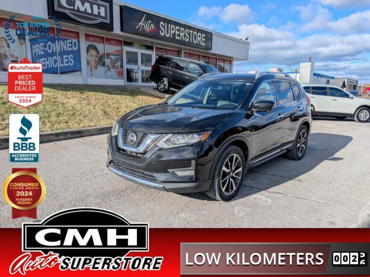 <b>Low Mileage!</b><br> <br> <br>CMH certifies that all vehicles meet DOUBLE the Ministry standards for Brakes and Tires<br><br> <br>    This  2020 Nissan Rogue is for sale today. <br> <br>With unbeatable value in stylish and attractive package, the Nissan Rogue is built to be the new SUV for the modern buyer. Big on passenger room, cargo space, and awesome technology, the 2020 Nissan Rogue is ready for the next generation of SUV owners. If you demand more from your vehicle, the Nissan Rogue is ready to satisfy with safety, technology, and refined quality. This low mileage  SUV has just 39,699 kms. Its  black in colour  . It has an automatic transmission and is powered by a  170HP 2.5L 4 Cylinder Engine. <br> <br> Our Rogues trim level is AWD SL. This Rogue SL is as safe as it gets with intelligent trace control, active ride control, intelligent engine braking, forward collision warning with automatic emergency braking and pedestrian detection, moving object detection, lane departure warning with emergency intervention, intelligent adaptive cruise control, rear emergency braking and collision intervention, rear sonar, Nissan ProPILOT ASSIST, and blind spot warning. Style and comfort abound with aluminum wheels, LED lighting, high beam assist, fog lights, heated power side mirrors with turn signals, hands free liftgate, power sunroof, remote start with preheating/precooling, Advanced Drive-Assist, AroundView 360 degree camera, remote keyless entry, heated leather steering wheel, mood lighting, heated leather memory seats, a 7 inch touchscreen, navigation, NissanConnect, Apple CarPlay and Android Auto, SiriusXM, Bluetooth, and Bose premium audio.<br> <br>To apply right now for financing use this link : <a href=https://www.cmhniagara.com/financing/ target=_blank>https://www.cmhniagara.com/financing/</a><br><br> <br/><br>Trade-ins are welcome! Financing available OAC ! Price INCLUDES a valid safety certificate! Price INCLUDES a 60-day limited warranty on all vehicles except classic or vintage cars. CMH is a Full Disclosure dealer with no hidden fees. We are a family-owned and operated business for over 30 years! o~o