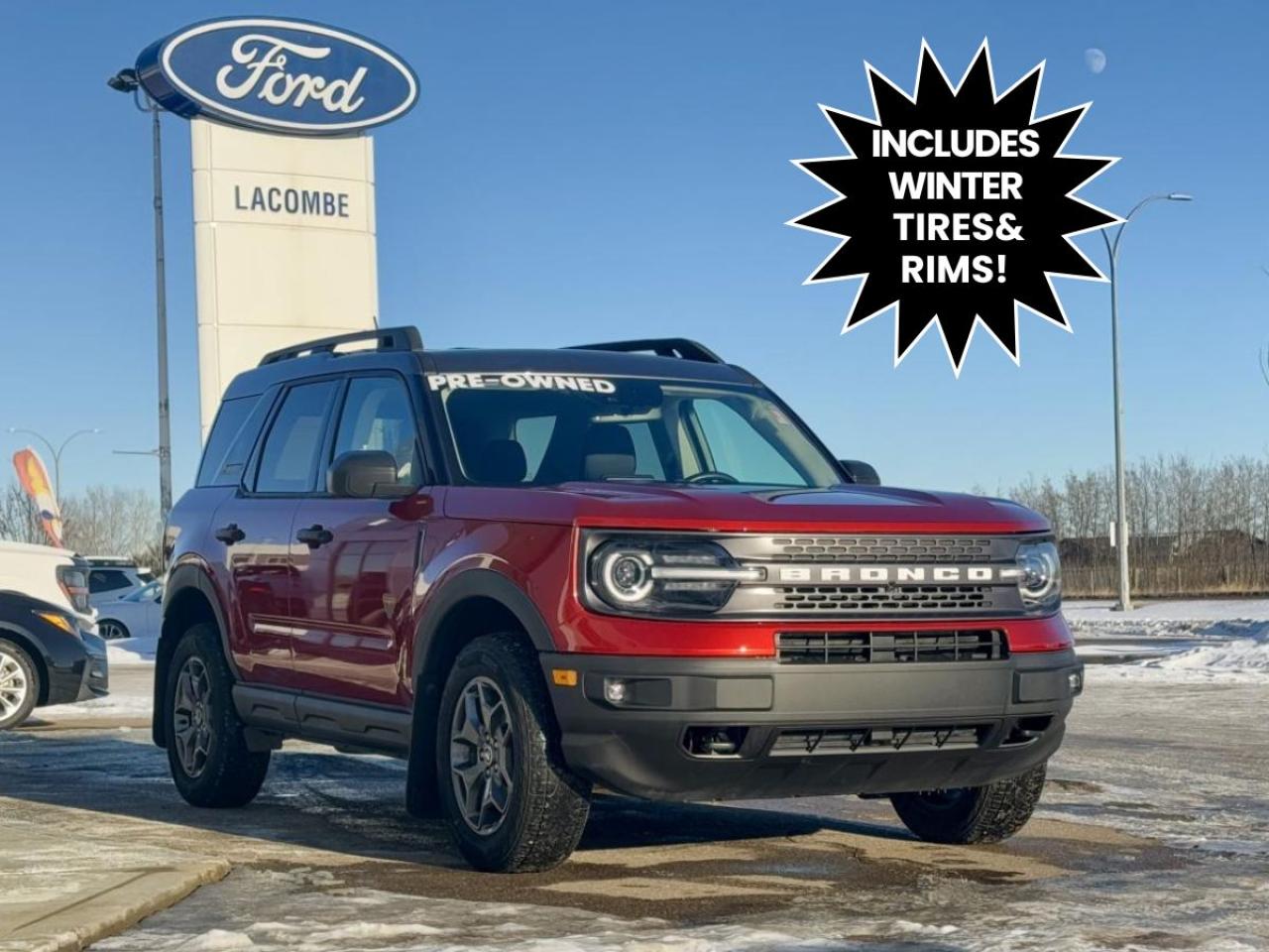 <p>Winter Tires Included! 

This eye-catching Hot Pepper Red Bronco Sport Badlands is built for adventure with a rugged design and top-notch features</p>
<p> including:

2.0L EcoBoost Engine with 8-speed automatic transmission
Terrain Management System with 7 modes
Heated front seats & power drivers seat with lumbar support
SYNC® 3 infotainment & FordPass Connect
Advanced safety features: Lane-Keeping System</p>
<p> Remote Start & more!

Come take a test drive and experience the perfect vehicle for your needs firsthand.

Visit us: Lacombe Ford</p>
<p> AB
Call us: 403.782.6811.
Discover the difference: Lacombe Ford. Real People. Real Rewards. Real Easy.

AMVIC Licensed Dealer.</p>
<a href=http://www.lacombeford.com/used/Ford-Bronco_Sport-2023-id11705750.html>http://www.lacombeford.com/used/Ford-Bronco_Sport-2023-id11705750.html</a>