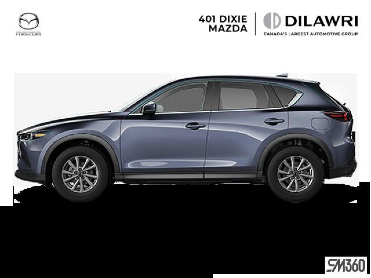 2023 Mazda CX-5 GS AWD


Engine: 2.5L naturally aspirated 4-cylinder, 187 hp, 186 lb-ft of torque.



Transmission: 6-speed automatic with manual shift mode.



Drivetrain: i-Activ All-Wheel Drive (standard).



Infotainment:

10.25-inch Mazda Connect display.

Apple CarPlay and Android Auto (wired).

Bluetooth connectivity for phone and audio.

6-speaker audio system.



Safety:

i-Activsense suite:
Smart City Brake Support.

Blind Spot Monitoring with Rear Cross-Traffic Alert.

Lane Departure Warning with Lane Keep Assist.

Radar Cruise Control with Stop & Go.

Driver Attention Alert.




Exterior:

LED headlights with automatic on/off function.

17-inch alloy wheels.

Heated side mirrors with integrated turn signals.

Rear roof spoiler and dual exhaust outlets.



Interior:

Premium materials and modern design.

Heated front seats.

10-way power-adjustable drivers seat with lumbar support.

Dual-zone automatic climate control.


The 2023 Mazda CX-5 GS AWD offers an excellent combination of advanced safety features, refined design, and reliable performance, ensuring a comfortable and secure driving experience.

___________________________________________________________________________________________________________

Experience worry-free car ownership when you purchase a Dilawri Certified Pre-Owned Vehicle from 401 Dixie Mazda, you will be entitled to exclusive benefits such as...

105 point safety and quality inspection.

Inspected and serviced by factory-trained technicians.

3 days or 300km exchange policy **

Powertrain Warranty 90 days or 3000km**

Complimentary roadside assistance for 1 year up to 50kms 

___________________________________________________________________________________________________________

401 Dixie Mazda has been proudly serving in Mississauga, Brampton, Oakville, Milton, Burlington, Hamilton, Guelph, Kitchener, Waterloo, Newmarket, Aurora, Barrie, Scarborough, Markham, Richmond hill, Toronto, Ajax, Pickering, Oshawa and Windsor through the Dilawri Group. No hidden costs or fees.

___________________________________________________________________________________________________________

Privately owned and operated by the Dilawri family since 1985, Dilawri continues to build on a history of excellence as Canadas largest automotive group. The companys network represents 37 of the worlds most beloved automotive brands at 80 franchised dealerships in Canada and the US. Dilawri is a 2023 winner of the Canadas Best Managed Companies program, which recognizes excellence in private Canadian-owned companies.


Dilawri is proud to offer exceptional products and services, delivered by our more than 3,500 employees. We are committed to leadership in business as well as in the communities we serve. Since 2002, the Dilawri Foundation has contributed millions of dollars to a wide range of charitable causes.


While we make every effort to provide you with two keys for all our pre-owned vehicles. However, unless otherwise specified in your purchase agreement.


Price online reflects a $1000 Finance Credit applied. Cash Price will differ.