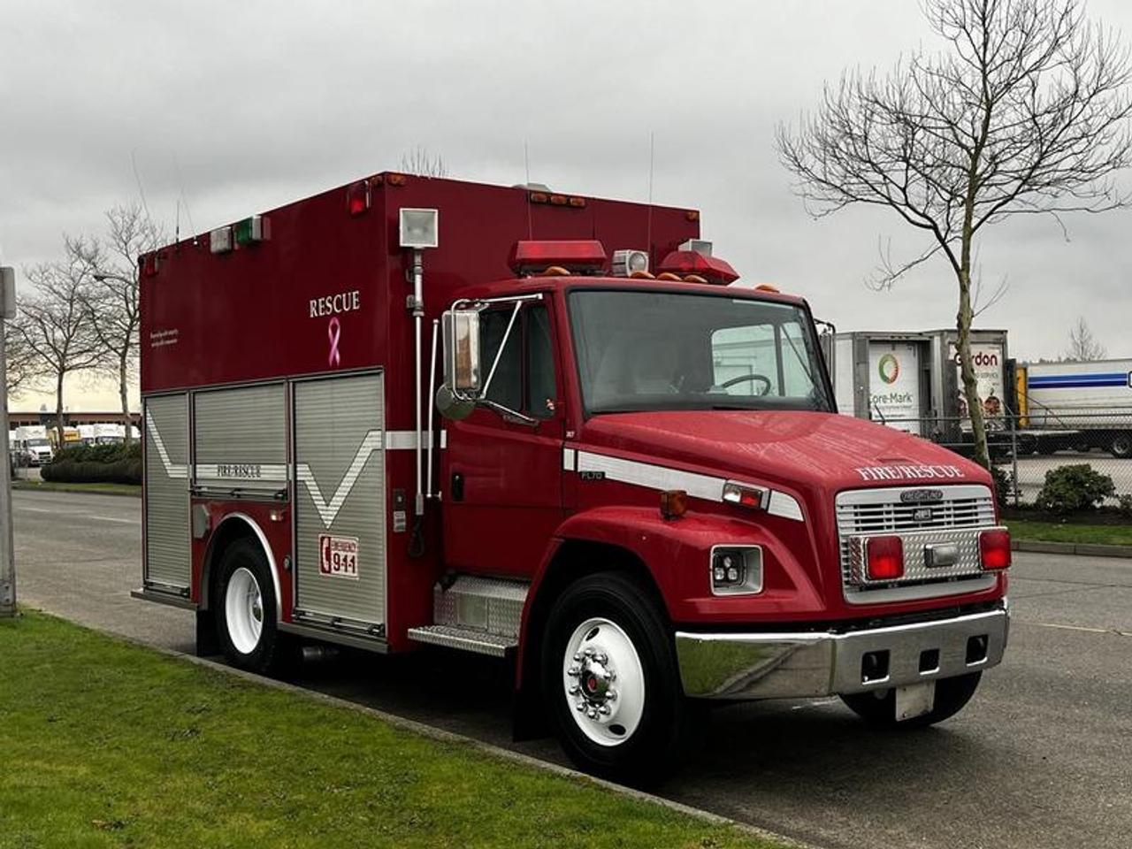 1995 Freightliner FL70 Firetruck With Air Brakes Diesel, 5.9L, 6 cylinder, 2 door, automatic, 4X2, cruise control, Honda EM 5000s Generator, air conditioning, AM/FM radio, Estimated Measurements 23 Feet overall Length, 11 Feet overall height, 7 feet 6 inches interior floor to ceiling interior height, red exterior, grey interior, This item is currently OFFSITE. You must register an appointment with our office to schedule an offsite viewing. Appointments must be made a minimum of one business day in advance (and as defined by the days that Repo.com is open for business) before your appointment can be scheduled and confirmed. We may, at our own discretion, instead opt to transport smaller items to Repo.coms main yard for viewing purposes.  $42,870.00 plus $375 processing fee, $43,245.00 total payment obligation before taxes.   Listing report, warranty, contract commitment cancellation fee, financing available on approved credit (some limitations and exceptions may apply). All above specifications and information is considered to be accurate but is not guaranteed and no opinion or advice is given as to whether this item should be purchased. We do not allow test drives due to theft, fraud, acts of vandalism and undetectable impaired driving. Instead we provide the following benefits: Complimentary Warranty (with options to extend), Limited Money Back Satisfaction Guarantee on Fully Completed Contracts, Contract Commitment Cancellation, and an Open-Ended Sell-Back Option. Ask seller for details or call 604-522-REPO(7376) to confirm listing availability.