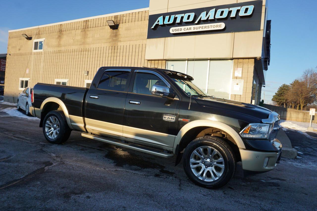 Used 2015 RAM 1500 3.6L V6 LONGHORN CREW LWB 4WD CERTIFIED *ACCIDENT FREE* CAMERA NAV SUNROOF BLUETOOTH LEATHER HEATED SEATS CRUISE ALLOYS for sale in Burlington, ON