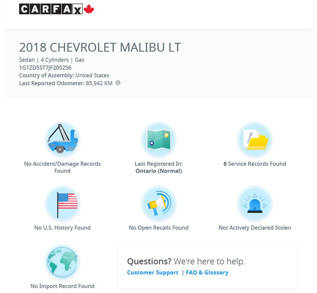 2018 Chevrolet Malibu LT+New Brakes+ApplePlay+Camera+CLEAN CARFAX Photo