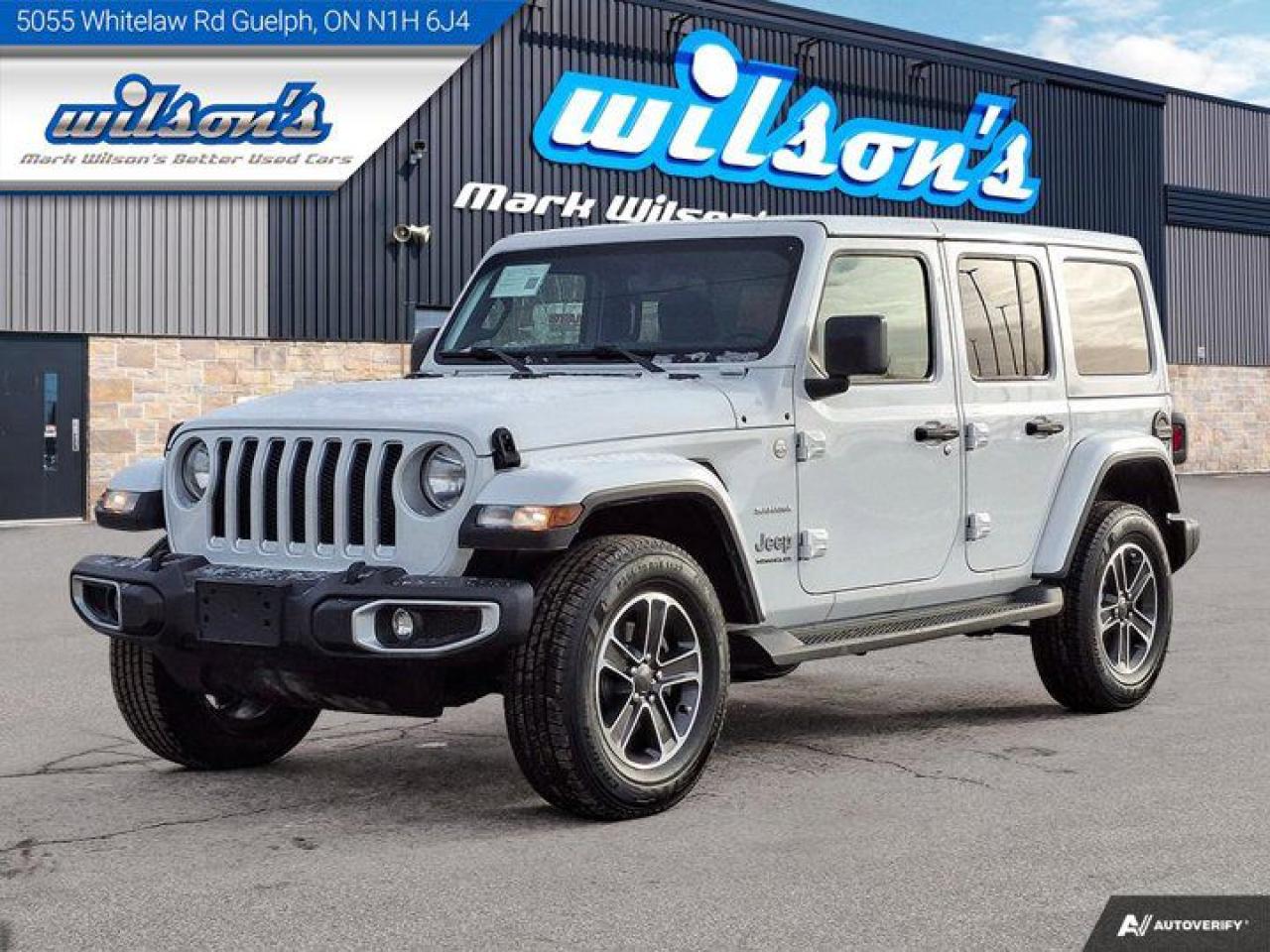 Look at this certified 2023 Jeep Wrangler Sahara Unlimited | Heated Steering + Seats | Remote Start | Body Colour Hardtop | CarPlay + Android . Its Automatic transmission and 2.0 L engine will keep you going. This Jeep Wrangler features the following options: Reverse Camera, Remote Start, Heated Steering Wheel, Body Colour Hardtop, Air Conditioning, Heated Seats, Tilt Steering Wheel, Steering Radio Controls, Power Windows, and Power Locks. Test drive this vehicle at Mark Wilsons Better Used Cars, 5055 Whitelaw Road, Guelph, ON N1H 6J4.60+ years of World Class Service!450+ Live Market Priced VEHICLES! ONE MASSIVE LOCATION!Free Local Delivery Available!FINANCING! - Better than bank rates! 6 Months No Payments available on approved credit OAC. Zero Down Available. We have expert licensed credit specialists to secure the best possible rate for you and keep you on budget ! We are your financing broker, let us do all the leg work on your behalf! Click the RED Apply for Financing button to the right to get started or drop in today!BAD CREDIT APPROVED HERE! - You dont need perfect credit to get a vehicle loan at Mark Wilsons Better Used Cars! We have a dedicated licensed team of credit rebuilding experts on hand to help you get the car of your dreams!WE LOVE TRADE-INS! - Top dollar trade-in values!SELL us your car even if you dont buy ours! HISTORY: Free Carfax report included.Certification included! No shady fees for safety!EXTENDED WARRANTY: Available30 DAY WARRANTY INCLUDED: 30 Days, or 3,000 km (mechanical items only). No Claim Limit (abuse not covered)5 Day Exchange Privilege! *(Some conditions apply)CASH PRICES SHOWN: Excluding HST and Licensing Fees.2019 - 2024 vehicles may be daily rentals. Please inquire with your Salesperson.We have made every reasonable attempt to ensure options are correct but please verify with your sales professional