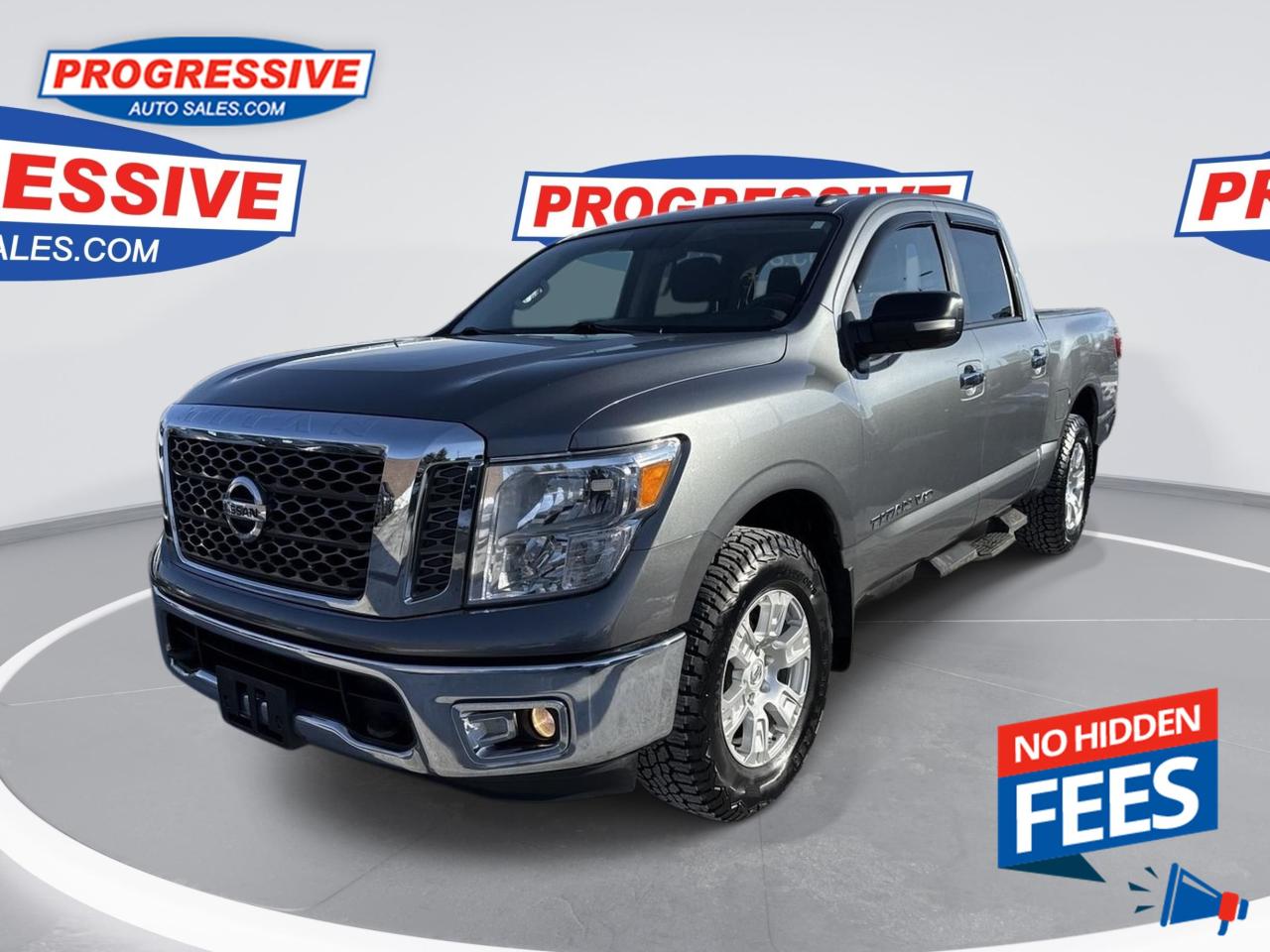 <b>Bluetooth,  Steering Wheel Audio Control,  Power Doors,  Cruise Control!</b><br> <br>    Supportive seats and a quiet cabin make this Nissan Titan practical and comfortable for cruising the highway or the job site. This  2018 Nissan Titan is for sale today. <br> <br>Every day brings new challenges and new opportunities. Be ready with a truck built to tackle whatever comes your way. Along with the brawn, this Nissan Titan has brains like an incredibly capable truck bed, advanced technology that redefines towing, and comfort and convenience that makes this one premium ride. 24/7, this Nissan Titan is always on duty. This  Crew Cab 4X4 pickup  has 131,000 kms. Its  grey in colour  . It has a 7 speed automatic transmission and is powered by a  390HP 5.6L 8 Cylinder Engine.  <br> <br> Our Titans trim level is S. This Titan S is a rugged truck at an excellent value. It comes with an AM/FM CD player with six-speaker audio, Bluetooth hands-free phone system and streaming audio, a USB port with an iPod interface, steering wheel-mounted audio and cruise control, remote keyless entry with push-button ignition, dampened assist locking tailgate, and more. This vehicle has been upgraded with the following features: Bluetooth,  Steering Wheel Audio Control,  Power Doors,  Cruise Control. <br> <br>To apply right now for financing use this link : <a href=https://www.progressiveautosales.com/credit-application/ target=_blank>https://www.progressiveautosales.com/credit-application/</a><br><br> <br/><br><br> Progressive Auto Sales provides you with the all the tools you need to find and purchase a used vehicle that meets your needs and exceeds your expectations. Our Sarnia used car dealership carries a wide range of makes and models for exceptionally low prices due to our extensive network of Canadian, Ontario and Sarnia used car dealerships, leasing companies and auction groups. </br>

<br> Our dealership wouldnt be where we are today without the great people in Sarnia and surrounding areas. If you have any questions about our services, please feel free to ask any one of our staff. If you want to visit our dealership, you can also find our hours of operation and location information on our Contact page. </br> o~o