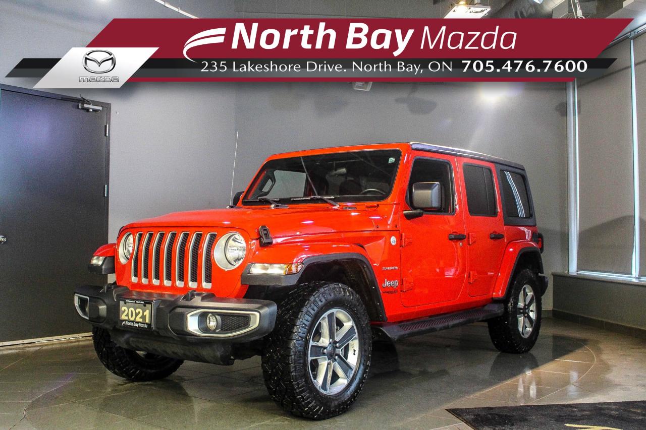 Used 2021 Jeep Wrangler Unlimited Sahara TWO SETS OF TIRES ON RIMS - CONVERTIBLE HARD TOP - LOW KMS for sale in North Bay, ON