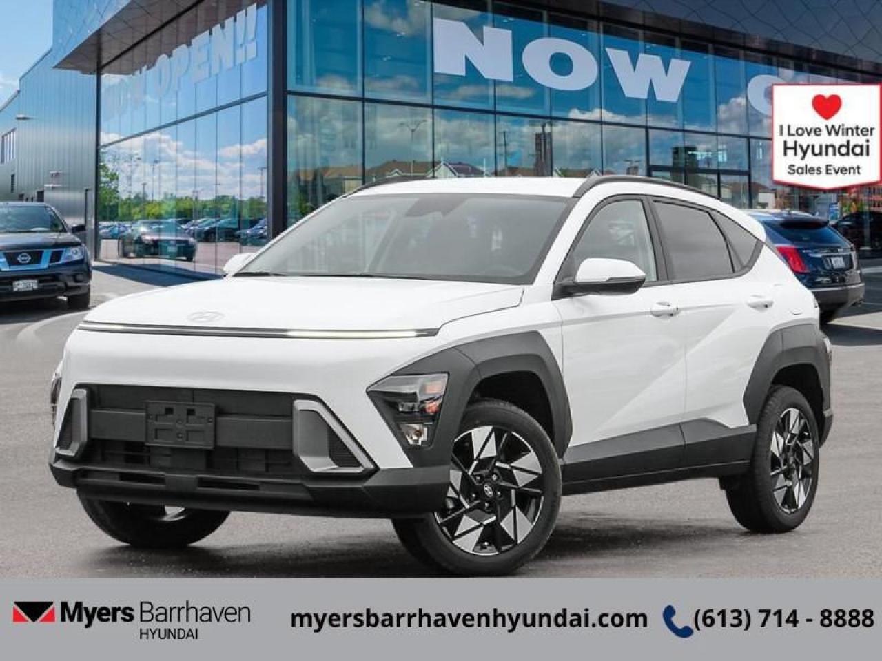 <b>Heated Seats,  Apple CarPlay,  Android Auto,  Remote Start,  Heated Steering Wheel!</b><br> <br> <br> <br>  With incredible safety features that help you stay on the road, this Kona lets you get further and see more than ever before. <br> <br>With more versatility than its tiny stature lets on, this Kona is ready to prove that big things can come in small packages. With an incredibly long feature list, this Kona is incredibly safe and comfortable, compatible with just about anything, and ready for lifes next big adventure. For distilled perfection in the busy crossover SUV segment, this Kona is the obvious choice.<br> <br> This atlas white SUV  has an automatic transmission and is powered by a  147HP 2.0L 4 Cylinder Engine.<br> This vehicles price also includes $3228 in additional equipment.<br> <br> Our Konas trim level is Preferred FWD. This Kona Preferred steps things up with a heated steering wheel, adaptive cruise control and upgraded aluminum wheels, along with standard features such as heated front seats, front and rear LED lights, remote engine start, and an immersive dual-LCD dash display with a 12.3-inch infotainment screen bundled with Apple CarPlay, Android Auto and Bluelink+ selective service internet access. Safety features also include blind spot detection, lane keeping assist with lane departure warning, front pedestrian braking, and forward collision mitigation. This vehicle has been upgraded with the following features: Heated Seats,  Apple Carplay,  Android Auto,  Remote Start,  Heated Steering Wheel,  Adaptive Cruise Control,  Aluminum Wheels. <br><br> <br/> See dealer for details. <br> <br> o~o