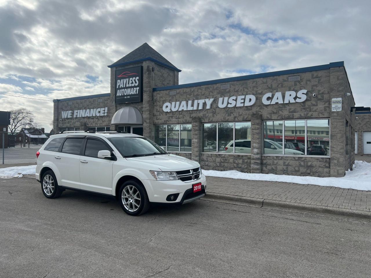 2018 Dodge journey GT
- In White 
- AWD
- Powerful and fuel-efficient 3.6L V6 Engine
- Comfortable seating for up to 7 passengers
- Sunroof 
- Premium Leather Seats
- Heated Front Seats
- Heated Steering Wheel
- Remote Start 
- Drop down TV
- Flexible seating and cargo configurations 
- Uconnect infotainment system with Touchscreen Display
- Bluetooth connectivity for hands-free calling and audio streaming
- Dual-zone climate control for personalized comfort
- Advanced safety features, including stability control and traction control
- Well-maintained and in excellent condition
- Spacious and versatile SUV
- Many More Features!
Come see us today for details!