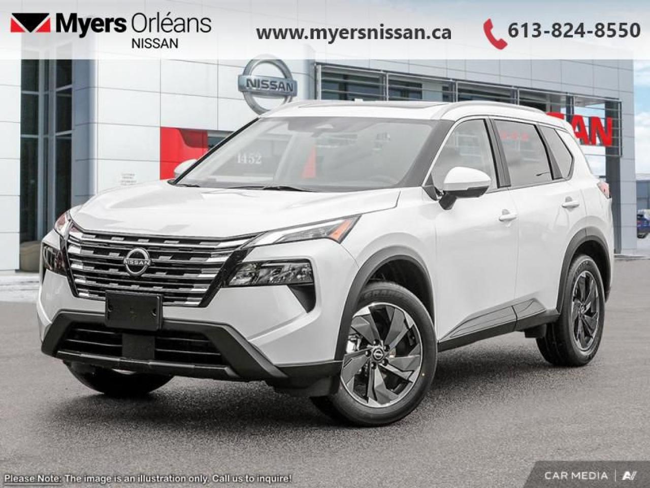 <b>Moonroof,  Power Liftgate,  Adaptive Cruise Control,  Alloy Wheels,  Heated Seats!</b><br> <br> <br> <br>  This 2025 Rogue aims to exhilarate the soul and satisfy the need for a dependable family hauler. <br> <br>Nissan was out for more than designing a good crossover in this 2025 Rogue. They were designing an experience. Whether your adventure takes you on a winding mountain path or finding the secrets within the city limits, this Rogue is up for it all. Spirited and refined with space for all your cargo and the biggest personalities, this Rogue is an easy choice for your next family vehicle.<br> <br> This everest wht prl SUV  has an automatic transmission and is powered by a  201HP 1.5L 3 Cylinder Engine.<br> <br> Our Rogues trim level is SV. Rogue SV steps things up with a power moonroof, a power liftgate for rear cargo access, adaptive cruise control and ProPilot Assist. Also standard include heated front heats, a heated leather steering wheel, mobile hotspot internet access, proximity key with remote engine start, dual-zone climate control, and an 8-inch infotainment screen with NissanConnect, Apple CarPlay, and Android Auto. Safety features also include lane departure warning, blind spot detection, front and rear collision mitigation, and rear parking sensors. This vehicle has been upgraded with the following features: Moonroof,  Power Liftgate,  Adaptive Cruise Control,  Alloy Wheels,  Heated Seats,  Heated Steering Wheel,  Mobile Hotspot. <br><br> <br/> Total  cash rebate of $1000 is reflected in the price. Credit includes $1,000 Stackable Incentive Dollars.  4.49% financing for 84 months. <br> Payments from <b>$566.69</b> monthly with $0 down for 84 months @ 4.49% APR O.A.C. ( Plus applicable taxes -  $621 Administration fee included. Licensing not included.    ).  Incentives expire 2025-01-31.  See dealer for details. <br> <br> <br>LEASING:<br><br>Estimated Lease Payment: $510/m <br>Payment based on 2.99% lease financing for 39 months with $0 down payment on approved credit. Total obligation $19,897. Mileage allowance of 16,000 KM/year. Offer expires 2025-01-31.<br><br><br>We are proud to regularly serve our clients and ready to help you find the right car that fits your needs, your wants, and your budget.And, of course, were always happy to answer any of your questions.Proudly supporting Ottawa, Orleans, Vanier, Barrhaven, Kanata, Nepean, Stittsville, Carp, Dunrobin, Kemptville, Westboro, Cumberland, Rockland, Embrun , Casselman , Limoges, Crysler and beyond! Call us at (613) 824-8550 or use the Get More Info button for more information. Please see dealer for details. The vehicle may not be exactly as shown. The selling price includes all fees, licensing & taxes are extra. OMVIC licensed.Find out why Myers Orleans Nissan is Ottawas number one rated Nissan dealership for customer satisfaction! We take pride in offering our clients exceptional bilingual customer service throughout our sales, service and parts departments. Located just off highway 174 at the Jean DÀrc exit, in the Orleans Auto Mall, we have a huge selection of New vehicles and our professional team will help you find the Nissan that fits both your lifestyle and budget. And if we dont have it here, we will find it or you! Visit or call us today. o~o