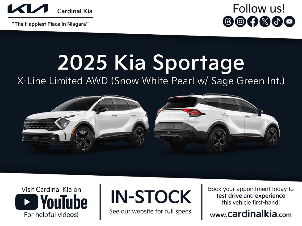 New 2025 Kia Sportage X-Line Limited - Green Interior for sale in Niagara Falls, ON