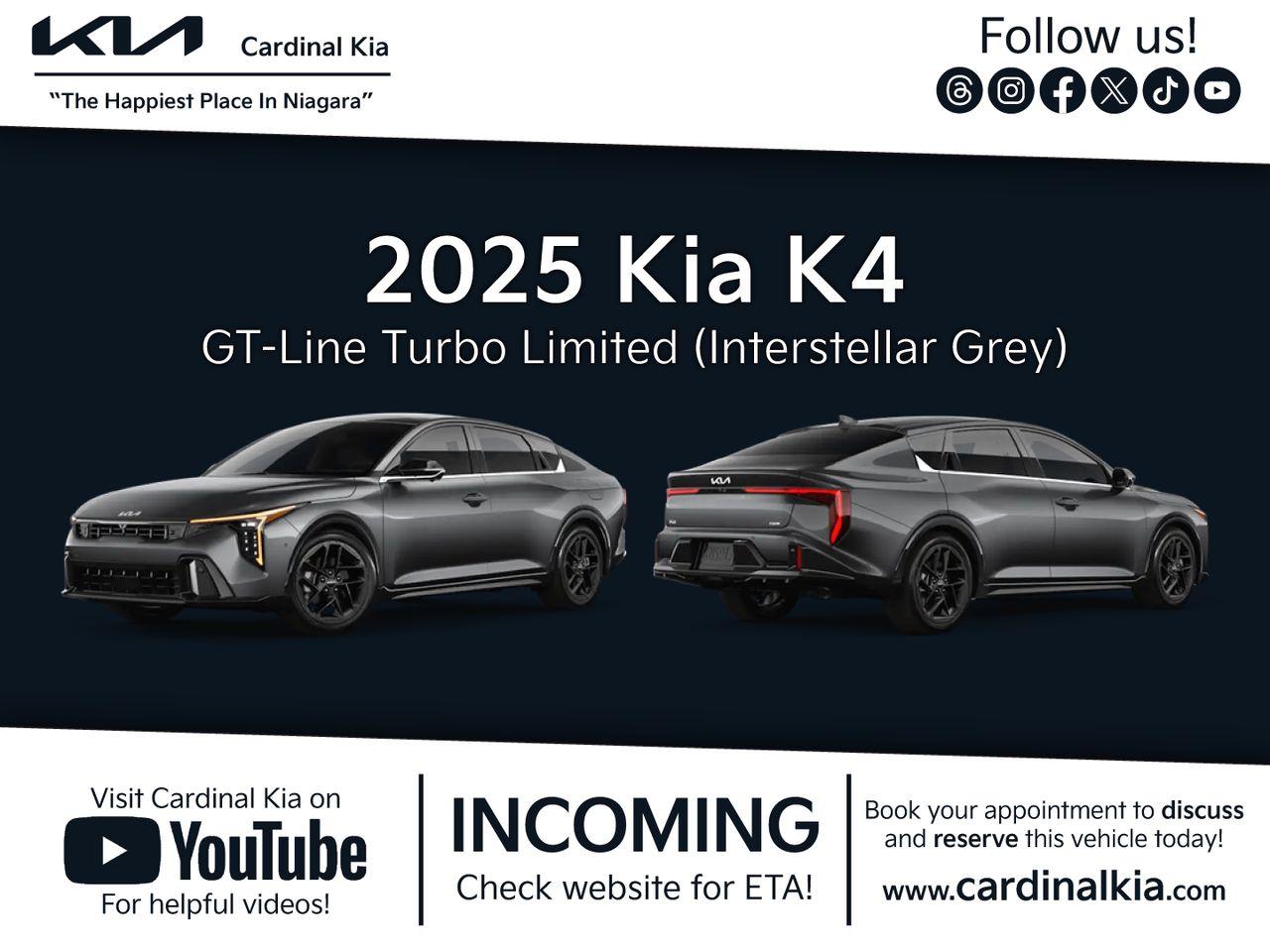 New 2025 Kia K4 GT-Line Turbo Limited for sale in Niagara Falls, ON