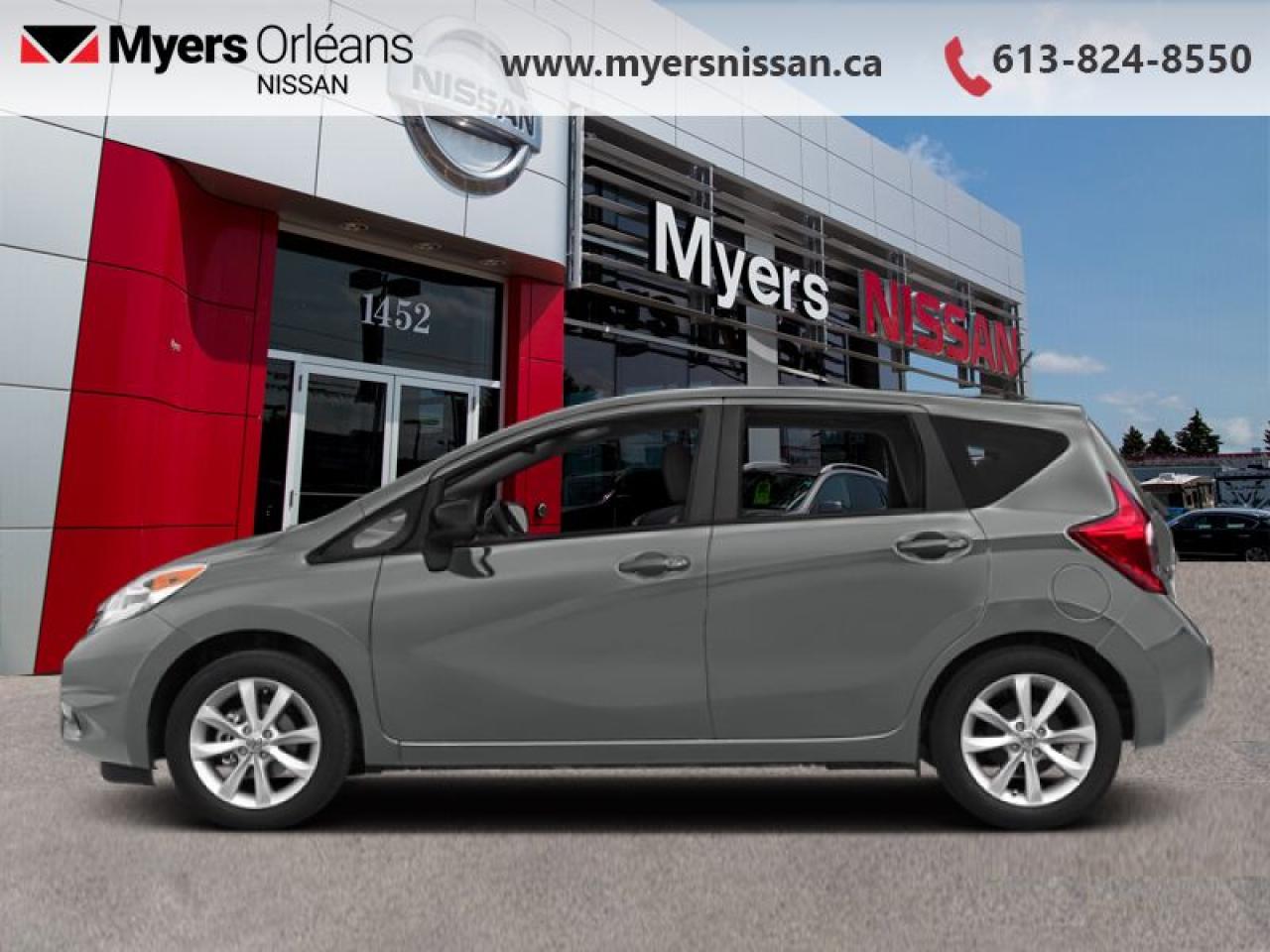 <b>CD Player,  Aux Jack,  Power Mirrors!</b><br> <br>    Handsome styling, a roomy back seat, and excellent fuel economy make this Nissan Versa Note an appealing car. This  2014 Nissan Versa Note is fresh on our lot in Orleans. <br> <br>Make a break for it and go somewhere unique in this Nissan Versa Note hatchback. Bring your friends along and all their gear with room to spare. With excellent fuel economy, youll be going further and doing more with less. This practical subcompact has a spacious interior, advanced technology, and performance thats as responsible as it is responsive. Enjoy the ride in this fun Nissan Versa Note. Its  grey in colour  . It has an automatic transmission and is powered by a  109HP 1.6L 4 Cylinder Engine.  It may have some remaining factory warranty, please check with dealer for details.  This vehicle has been upgraded with the following features: Cd Player,  Aux Jack,  Power Mirrors. <br> <br/><br>We are proud to regularly serve our clients and ready to help you find the right car that fits your needs, your wants, and your budget.And, of course, were always happy to answer any of your questions.Proudly supporting Ottawa, Orleans, Vanier, Barrhaven, Kanata, Nepean, Stittsville, Carp, Dunrobin, Kemptville, Westboro, Cumberland, Rockland, Embrun , Casselman , Limoges, Crysler and beyond! Call us at (613) 824-8550 or use the Get More Info button for more information. Please see dealer for details. The vehicle may not be exactly as shown. The selling price includes all fees, licensing & taxes are extra. OMVIC licensed.Find out why Myers Orleans Nissan is Ottawas number one rated Nissan dealership for customer satisfaction! We take pride in offering our clients exceptional bilingual customer service throughout our sales, service and parts departments. Located just off highway 174 at the Jean DÀrc exit, in the Orleans Auto Mall, we have a huge selection of Used vehicles and our professional team will help you find the Nissan that fits both your lifestyle and budget. And if we dont have it here, we will find it or you! Visit or call us today.<br>*LIFETIME ENGINE TRANSMISSION WARRANTY NOT AVAILABLE ON VEHICLES WITH KMS EXCEEDING 140,000KM, VEHICLES 8 YEARS & OLDER, OR HIGHLINE BRAND VEHICLE(eg. BMW, INFINITI. CADILLAC, LEXUS...)<br> Come by and check out our fleet of 20+ used cars and trucks and 120+ new cars and trucks for sale in Orleans.  o~o