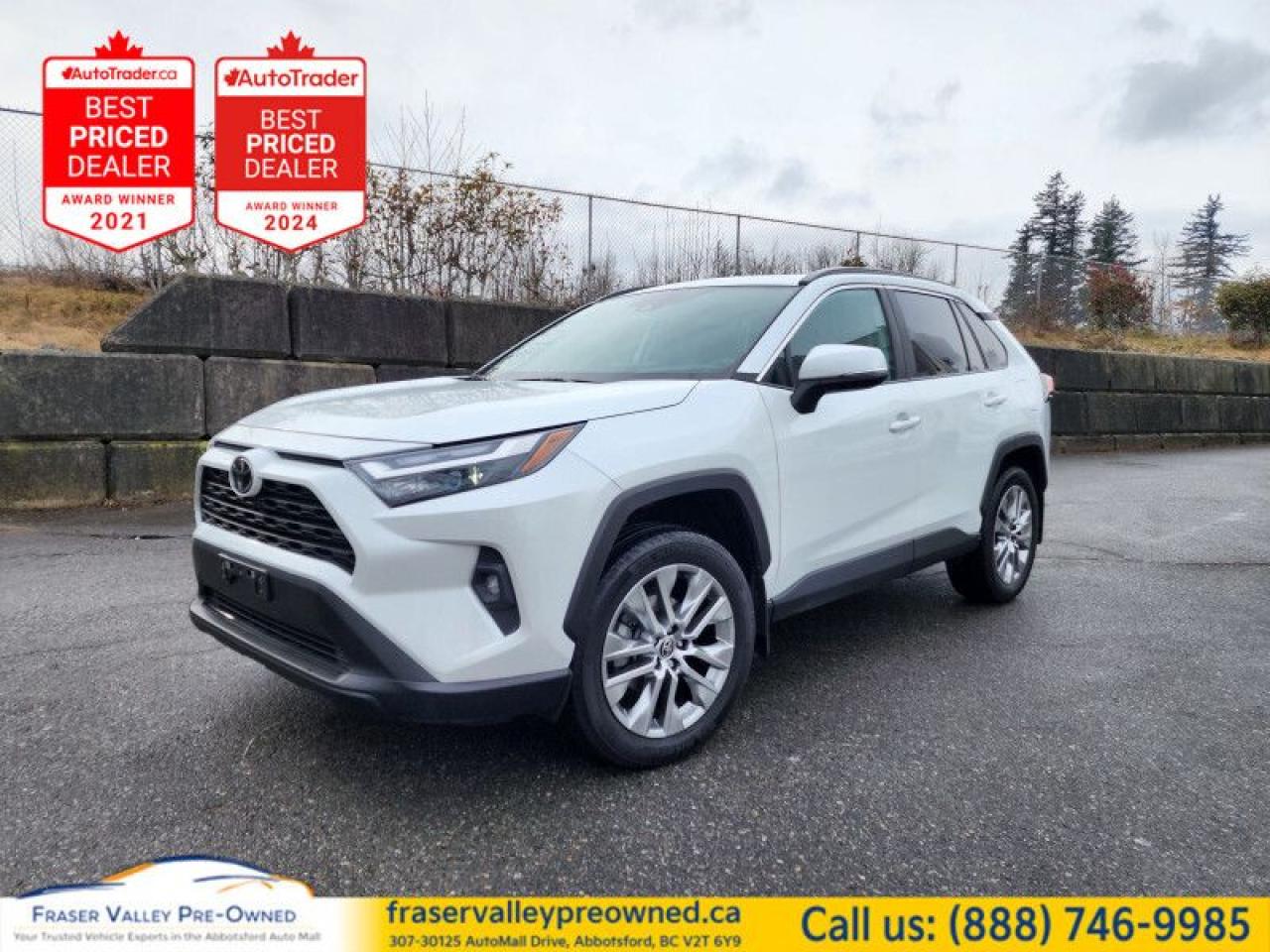 SofTex Seats, Sunroof, Heated Steering Wheel, Power Liftgate, Heated Seats, Aluminum Wheels, Apple CarPlay, Android Auto, Blind Spot Monitoring, Lane Keep Assist, Fog Lights, Proximity Key, Forward Collision Warning, Remote Start, SiriusXM, LED Lights
 
    The RAV4 is here to help you realize your full potential in every moment. This  2023 Toyota RAV4 is fresh on our lot in Abbotsford. 
 
While the RAV4 is loaded with modern creature comforts, conveniences, and safety, this SUV is still true to its roots with incredible capability. Whether youre running errands in the city or exploring the countryside, the RAV4 empowers your ambitions and redefines what you can do. Make new and exciting memories in this ultra efficient Toyota RAV4 today!Its  nice in colour  . It has a 8 speed automatic transmission and is powered by a  203HP 2.5L 4 Cylinder Engine. 
 
 Our RAV4s trim level is XLE. Stepping up to this all wheel drive RAV4 XLE will elevate your adventure as it comes with premium features such as a power sunroof, dual zone climate control, Toyotas Smart Key system with push button start, a 7 inch touchscreen with Entune Audio 3.0, Apple CarPlay, Android Auto, extra USB and aux inputs, heated seats with more premium seat material, a leather heated steering wheel and stylish aluminum wheels. Additional features include a power drivers seat, LED headlights and fog lights, heated power mirrors, Toyota Safety Sense 2.0, dynamic radar cruise control, automatic highbeam assist, blind spot monitoring with rear cross traffic alert, and lane keep assist with lane departure warning plus so much more
 
To apply right now for financing use this link : https://www.fraservalleypreowned.ca/abbotsford-car-loan-application-british-columbia
 
 

| Our Quality Guarantee: We maintain the highest standard of quality that is required for a Pre-Owned Dealership to operate in an Auto Mall. We provide an independent 360-degree inspection report through licensed 3rd Party mechanic shops. Thus, our customers can rest assured each vehicle will be a reliable, and responsible purchase.  |  Purchase Disclaimer: Your selected vehicle may have a differing finance and cash prices. When viewing our vehicles on third party  marketplaces, please click over to our website to verify the correct price for the vehicle. The Sale Price on third party websites will always reflect the Finance Price of our vehicles. If you are making a Cash Purchase, please refer to our website for the Cash Price of the vehicle.  | All prices are subject to and do not include, a $995 Finance Fee, and a $995 Document Fee.   These fees as well as taxes, are included in all listed listed payment quotes. Please speak with Dealer for full details and exact numbers.  o~o