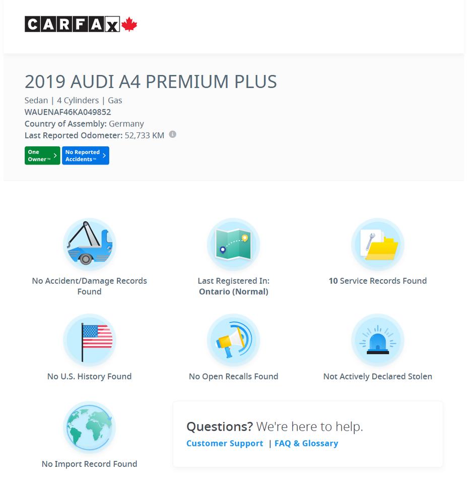 2019 Audi A4 PROGRESIV Quattro S Line+BSM+NewTires+CLEAN CARFAX Photo