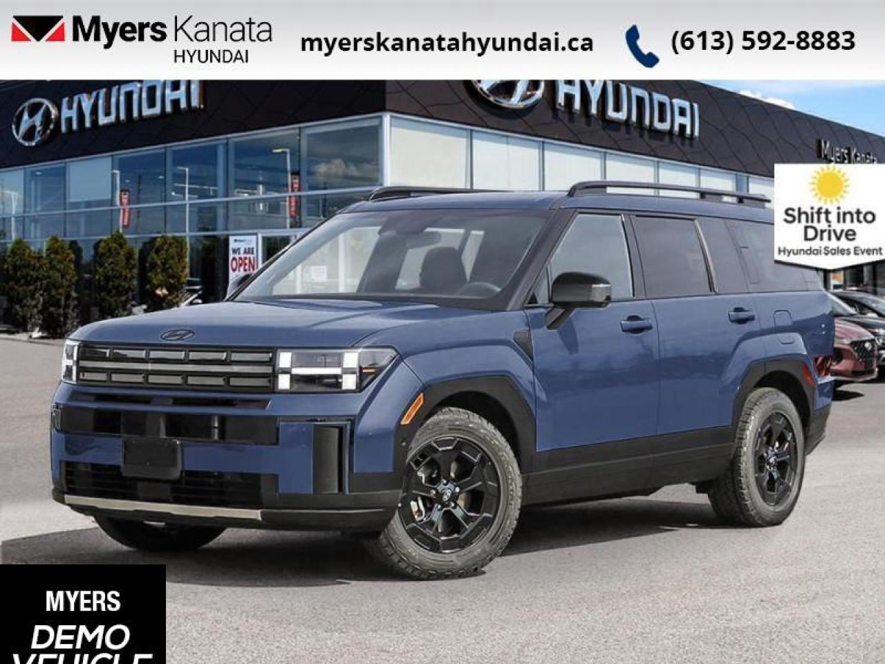 <b>Sunroof,  Heated Seats,  Heated Steering Wheel,  Power Liftgate,  Adaptive Cruise Control!</b><br> <br> <br> <br>  More than ready for errands or errant turns, this 2025 Santa Fe makes every outing an adventure. <br> <br>Refinement wrapped in ruggedness, capability married to style, and adventure ready attitude paired to a comfortable drive. These things make this 2025 Santa Fe an amazing SUV. If you need a ready to go SUV that makes every errand an adventure and makes every adventure a journey, this 2025 Santa Fe was made for you.<br> <br> This atlantis blu SUV  has an automatic transmission and is powered by a  277HP 2.5L 4 Cylinder Engine.<br> <br> Our Santa Fes trim level is XRT. Standard features on this Santa FE XRT include a glass sunroof, a power liftgate for rear cargo access, heated front seats, a heated steering wheel, adaptive cruise control, and a 12.3-inch screen with Apple CarPlay and Android Auto. Safety features also include blind spot detection, lane keep assist with lane departure warning, front and rear parking sensors, and front and rear collision mitigation. This vehicle has been upgraded with the following features: Sunroof,  Heated Seats,  Heated Steering Wheel,  Power Liftgate,  Adaptive Cruise Control,  Remote Start,  Lane Keep Assist.  This is a demonstrator vehicle driven by a member of our staff, so we can offer a great deal on it.<br><br> <br>To apply right now for financing use this link : <a href=https://www.myerskanatahyundai.com/finance/ target=_blank>https://www.myerskanatahyundai.com/finance/</a><br><br> <br/>    This vehicle may qualify for $500 Military Program Bonus. Eligible customers may qualify for the Hyundai 0.50% Loyalty Finance Rate Reduction - certain restrictions may apply. 6.29% financing for 96 months. <br> Buy this vehicle now for the lowest weekly payment of <b>$170.81</b> with $0 down for 96 months @ 6.29% APR O.A.C. ( Plus applicable taxes -  $2596 and licensing fees    ).  Incentives expire 2025-07-31.  See dealer for details. <br> <br>This vehicle is located at Myers Kanata Hyundai 400-2500 Palladium Dr Kanata, Ontario. <br><br> Come by and check out our fleet of 20+ used cars and trucks and 60+ new cars and trucks for sale in Kanata.  o~o