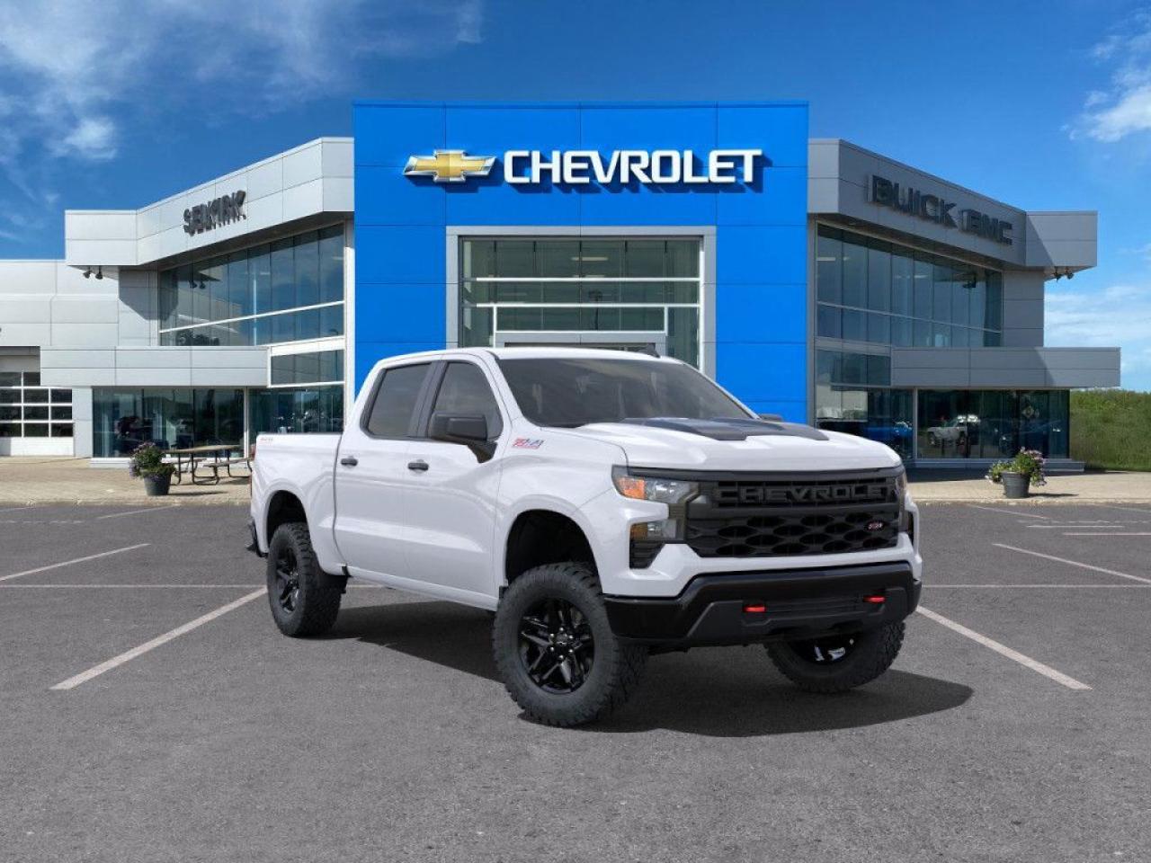 <b>Off-Road Package,  Trailering Package,  Aluminum Wheels,  Remote Start,  Automatic Emergency Braking!</b><br> <br> <br> <br>  With a bold profile and distinctive stance, this 2025 Silverado turns heads and makes a statement on the jobsite, out in town or wherever life leads you. <br> <br>This 2025 Chevrolet Silverado 1500 stands out in the midsize pickup truck segment, with bold proportions that create a commanding stance on and off road. Next level comfort and technology is paired with its outstanding performance and capability. Inside, the Silverado 1500 supports you through rough terrain with expertly designed seats and robust suspension. This amazing 2025 Silverado 1500 is ready for whatever.<br> <br> This summit white Crew Cab 4X4 pickup   has an automatic transmission and is powered by a  310HP 2.7L 4 Cylinder Engine.<br> <br> Our Silverado 1500s trim level is Custom Trail. Standard features include off-road equipment including uprated shocks, skid plates and a heavy duty air filter, trailering package, remote start, aluminum wheels, hitch guidance, a power locking EZ lift tailgate, and a 7-inch infotainment display with Apple CarPlay and Android Auto. Safety features also include lane keep assist with lane departure warning, following distance indication, forward collision alert, and automatic emergency braking with front pedestrian braking. This vehicle has been upgraded with the following features: Off-road Package,  Trailering Package,  Aluminum Wheels,  Remote Start,  Automatic Emergency Braking,  Lane Keep Assist,  Lane Departure Warning. <br><br> <br>To apply right now for financing use this link : <a href=https://www.selkirkchevrolet.com/pre-qualify-for-financing/ target=_blank>https://www.selkirkchevrolet.com/pre-qualify-for-financing/</a><br><br> <br/> Weve discounted this vehicle $2792.    Incentives expire 2025-03-31.  See dealer for details. <br> <br>Selkirk Chevrolet Buick GMC Ltd carries an impressive selection of new and pre-owned cars, crossovers and SUVs. No matter what vehicle you might have in mind, weve got the perfect fit for you. If youre looking to lease your next vehicle or finance it, we have competitive specials for you. We also have an extensive collection of quality pre-owned and certified vehicles at affordable prices. Winnipeg GMC, Chevrolet and Buick shoppers can visit us in Selkirk for all their automotive needs today! We are located at 1010 MANITOBA AVE SELKIRK, MB R1A 3T7 or via phone at 204-482-1010.<br> Come by and check out our fleet of 40+ used cars and trucks and 250+ new cars and trucks for sale in Selkirk.  o~o