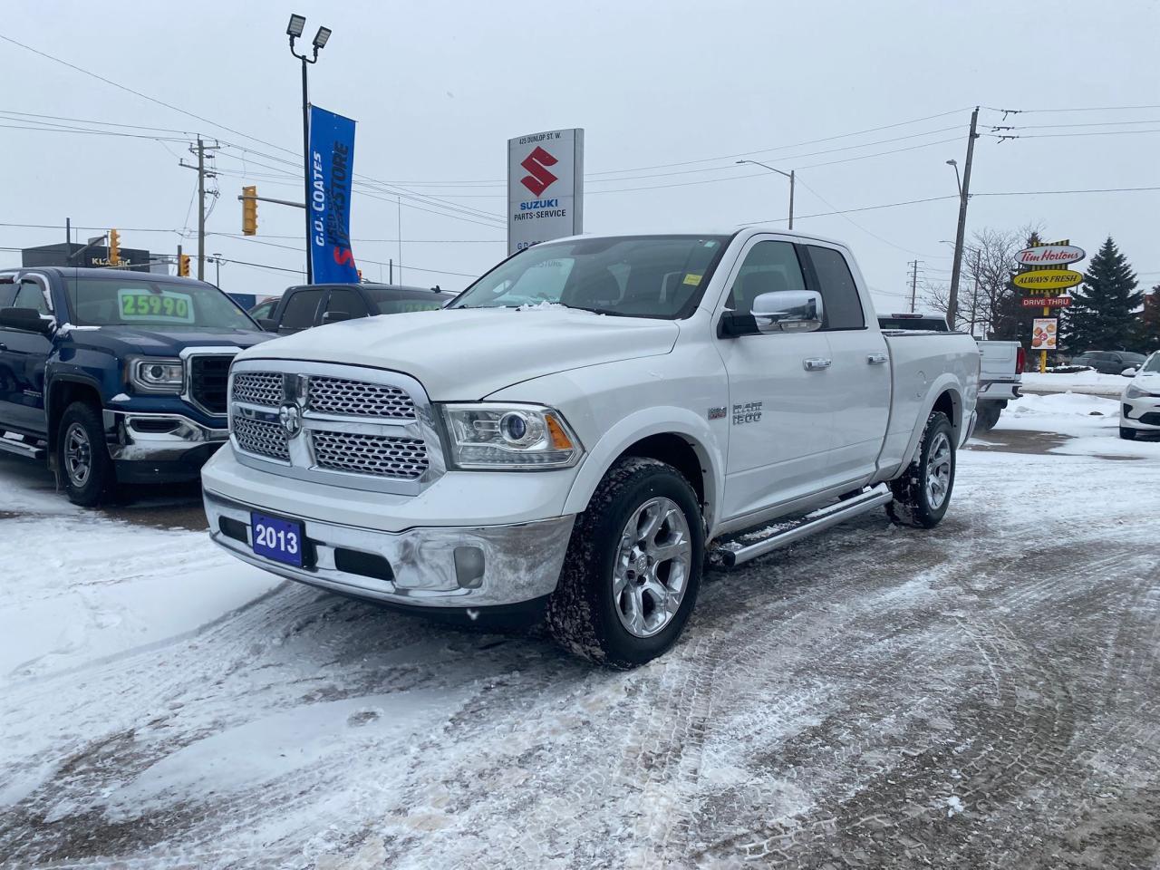 Used 2013 RAM 1500 Laramie Quad Cab~4x4 ~Heated+Leather ~Alloy Wheels for sale in Barrie, ON