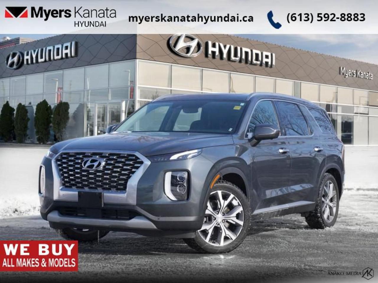 <b>Low Mileage, Sunroof,  Memory Seats,  Android Auto,  Apple CarPlay,  Heated Seats!</b><br> <br>    Filling a huge gap in the Hyundai line-up is only one reason Hyundai brought you this 3 row SUV Palisade. This  2022 Hyundai Palisade is fresh on our lot in Kanata. <br> <br>The long wait for Hyundai to finally make an SUV big enough for your busy and active family is over. With a features list that would fit in with the luxury SUV segment attached to a family friendly interior, this Palisade was made to take the SUV segment by storm. For the next classic SUV people are sure to talk about for years, look no further than this Hyundai Palisade. This low mileage  SUV has just 37,781 kms. Its  nice in colour  . It has an automatic transmission and is powered by a  291HP 3.8L V6 Cylinder Engine. <br> <br> Our Palisades trim level is Preferred. Adding a sunroof, this Preferred Palisade also works to make your busy days easier with tech features like memory settings, proximity keys for hands free entry, blind spot assist with rear collision avoidance, and auto leveling rear suspension. This amazing SUV keeps you connected on the go with touchscreen infotainment including wireless Android Auto, Apple CarPlay, wi-fi, and a Bluetooth hands free phone system. Heated seats and steering wheel, remote keyless entry, and automatic highbeams provide amazing luxury and convenience. This family friendly SUV helps keep you and your passengers safe with lane keep assist, forward collision avoidance, distance pacing cruise with stop and go, parking distance warning, and driver attention monitoring. Add on the gorgeous styling, aluminum wheels, and chrome trim, and this SUV is an easy choice. This vehicle has been upgraded with the following features: Sunroof,  Memory Seats,  Android Auto,  Apple Carplay,  Heated Seats,  Wi-fi,  Heated Steering Wheel. <br> <br>To apply right now for financing use this link : <a href=https://www.myerskanatahyundai.com/finance/ target=_blank>https://www.myerskanatahyundai.com/finance/</a><br><br> <br/><br>Smart buyers buy at Myers where all cars come Myers Certified including a 1 year tire and road hazard warranty (some conditions apply, see dealer for full details.)<br> <br>This vehicle is located at Myers Kanata Hyundai 400-2500 Palladium Dr Kanata, Ontario.<br>*LIFETIME ENGINE TRANSMISSION WARRANTY NOT AVAILABLE ON VEHICLES WITH KMS EXCEEDING 140,000KM, VEHICLES 8 YEARS & OLDER, OR HIGHLINE BRAND VEHICLE(eg. BMW, INFINITI. CADILLAC, LEXUS...)<br> Come by and check out our fleet of 30+ used cars and trucks and 100+ new cars and trucks for sale in Kanata.  o~o