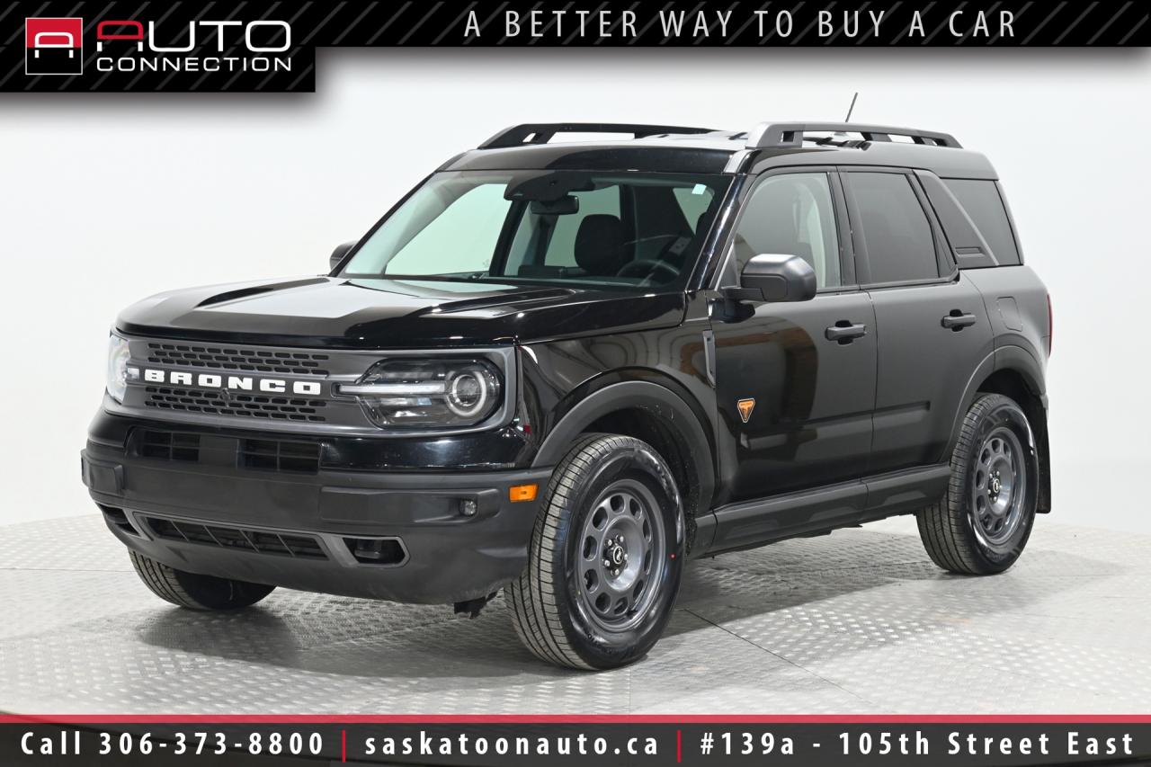 <div><span>One Owner! - Accident Free - Regularly Maintained - Top-of-the-Line Model</span><span><br></span><span><br>This <b>2021 Ford Bronco Sport Badlands</b>, available at Saskatoon Auto Connection, is a one-owner, accident-free SUV that has been carefully maintained and is in pristine condition. It comes with Fords Advanced 4x4 system, providing exceptional off-road capability while offering a smooth and comfortable ride on any terrain. The Ford Co-Pilot360 Assist+ Package enhances your driving experience with features like adaptive cruise control, evasive steering assist, and voice-activated navigation, ensuring both convenience and safety. Stay connected with Apple CarPlay, enjoy the convenience of remote start, and easily park or reverse with the front and rearview cameras. For added peace of mind, this Bronco Sport includes advanced safety features such as lane-keeping assist, blind spot monitoring, and pre-collision assist. The combination of rugged performance, modern technology, and luxurious comfort makes this SUV perfect for adventure and everyday driving alike. Whether youre heading off-road or cruising the streets, the Bronco Sport Badlands is built to handle it all with style and ease. Visit Saskatoon Auto Connection today to experience this incredible vehicle firsthand!<br><br></span><span>Key Features:</span><span><br></span><span><br>- <b>Advanced 4x4</b><br></span><span>- <b>Ford Co-Pilot360 Assist+ Package!</b><br></span><span>- Heated Front Seats<br></span><span>- Remote Start<br></span><span>- Adaptive Cruise Control w/ Stop & Go (360+)<br></span><span>- Apple CarPlay<br></span><span>- Voice-Activated Navigation System (360+)<br></span><span>- Front & Rearview Cameras<br></span><span>- Lane Keeping & Centering System<br></span><span>- Blind Spot Information System (BLIS)<br></span><span>- Cross-Traffic Alert<br></span><span>- Pre-Collision Assist w/ Automatic Emergency Braking (AEB)<br></span><span>- Evasive Steering Assist (360+)<br></span><span>- Automatic High Beams<br></span><span>- 6.5-Inch In-Cluster Display Screen<br></span><span>- Rain-Sensing Windshield Wipers<br></span><span>- Windshield Wiper De-Icer<br></span><span>- G.O.A.T. Modes (Normal, ECO, Sport, Slippery, Sand, Mud/Ruts, Rock Crawl)<br></span><span>- Class II Trailer Tow Package<br></span><span>- 2.0L EcoBoost 4-Cylinder Engine<br><br></span><span>Exterior Colour:</span><span> Shadow Black</span><br><span>Interior Colour:</span><span> Ebony/Active Orange Cloth</span><span><br></span><span><br><b>Manufacturers Brochure: </b></span><a href=https://cdn.dealereprocess.org/cdn/brochures/ford/2021-broncosport.pdf target=_blank><span>https://cdn.dealereprocess.org/cdn/brochures/ford/2021-broncosport.pdf</span></a><span><br><br></span><span>Unlock a full year of FREE exclusive VIP benefits with your purchase! Enjoy 20% off labor, 25% off tires, free windshield stone chip repairs, and so much more. Visit saskatoonauto.ca/vip-features for all the details.<br></span><span><br>Honesty Pricing eliminates the haggle hassle by providing you with our lowest possible selling price up front. In fact, it is the lowest price in our market, and we will prove it by disclosing a comprehensive market report of what our competitors are selling similar vehicles for.<br></span><span><br>This vehicle meets our Diamond Certification standard, which begins by selecting only premium quality vehicles and subjecting them to a much more comprehensive inspection process than typical dealerships use. Diamond Certified ensures a clean history, exceptional appearance and problem-free operation.<br></span><span><br>At Saskatoon Auto Connection we sell pre-owned automobiles the way we would like to buy them ourselves. Since 2008, we have been dedicated to providing the highest level of integrity and transparency in our industry, in combination with the highest quality vehicles at the most competitive prices in Saskatchewan. Our friendly staff is ready to positively redefine your expectations of the pre-owned automobile space.</span><span></span></div>