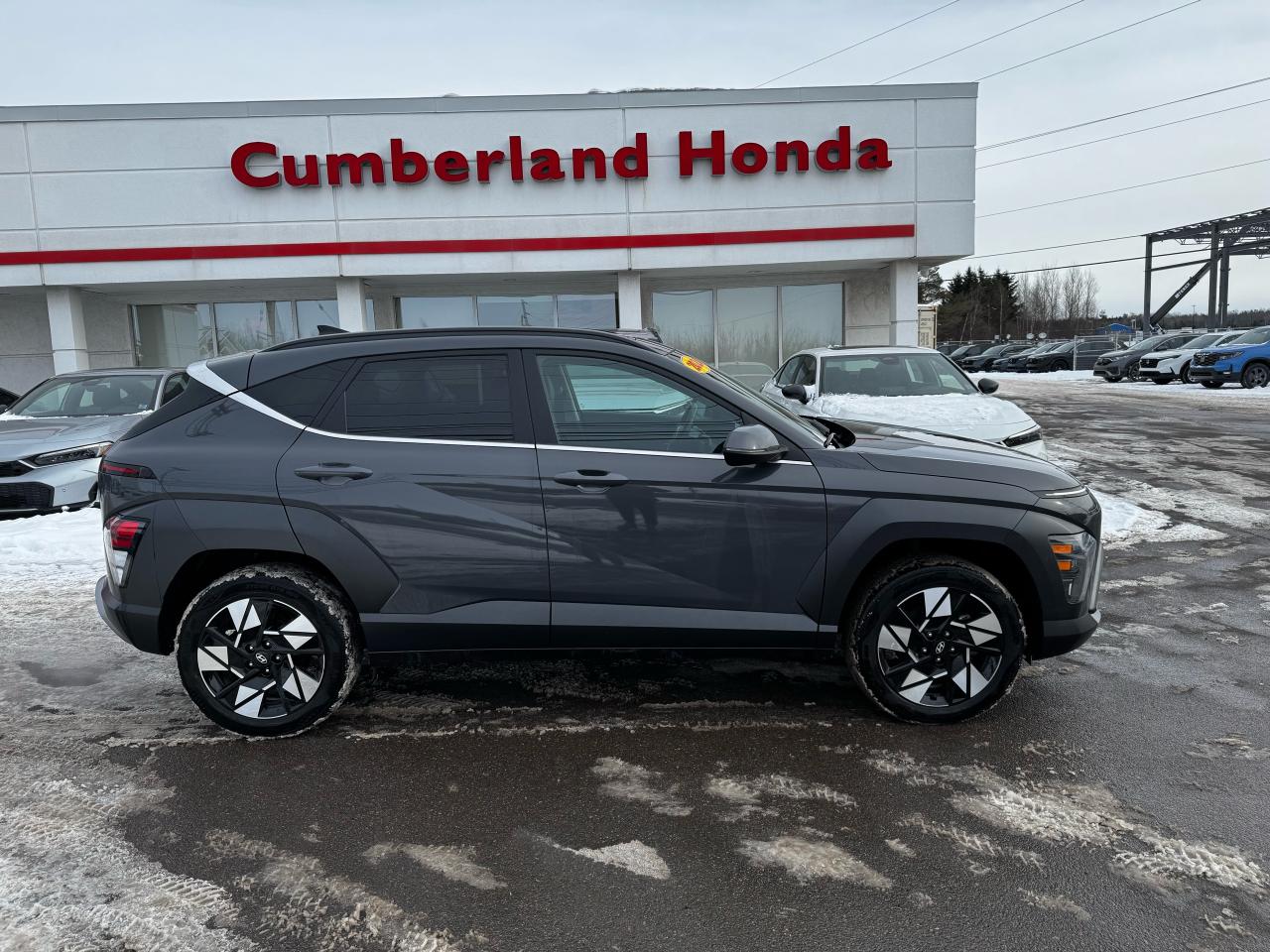 <p>2024 Hyundai Kona 2.0L Preferred Ecotronic Gray Pearl AWD CVT I4</p><p> </p><p> </p><p>At Cumberland Honda WE DO NOT CHARGE ADMINISTRATION FEES. Our advertised price is the price. No surprises.</p><p> </p><p>New Tires, Local Trade, One Owner, Apple CarPlay & Android Auto, Auto High-beam Headlights, Exterior Parking Camera Rear, Heated front seats, Heated steering wheel, Power moonroof, Wheels: 18 x 7.0J Aluminum.</p><p> </p><p> </p><p>Serving the Amherst area, Cumberland Honda, located at 110 So. Albion St. Box 517 in Amherst, NS, is your premier retailer of new and used Honda vehicles. Our dedicated sales staff and top-trained technicians are here to make your auto shopping experience fun, easy and financially advantageous. Please utilize our various online resources and allow our excellent network of people to put you in your ideal car, truck or SUV today!</p>