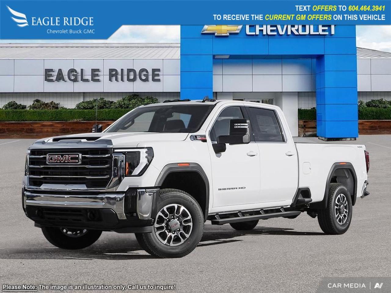 New 2025 GMC Sierra 3500 HD SLE 6.6L turbo V8 engine with 975 lb-ft of torque and 470 HP, max towing capacity of up to 36,000 lbs, emergency braking, 13.4 touchscreen with Google built-in, Apple CarPlay and Android Auto, heated seat for sale in Coquitlam, BC