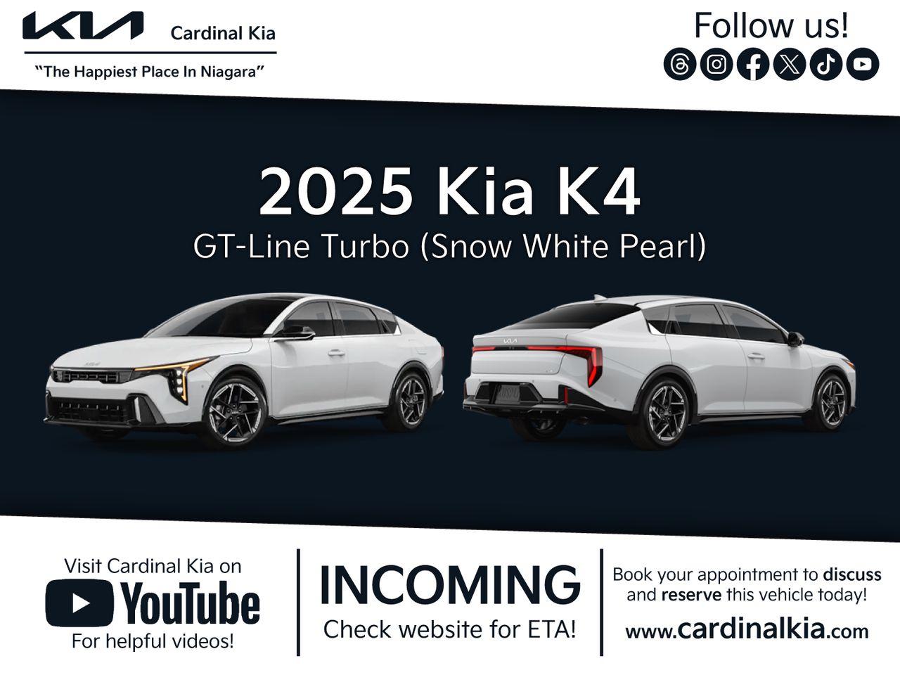 New 2025 Kia K4 GT-LINE TURBO for sale in Niagara Falls, ON