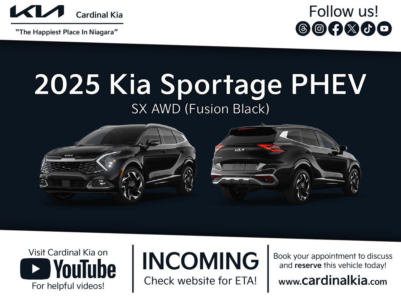 New 2025 Kia Sportage PHEV SX - Black Interior for sale in Niagara Falls, ON