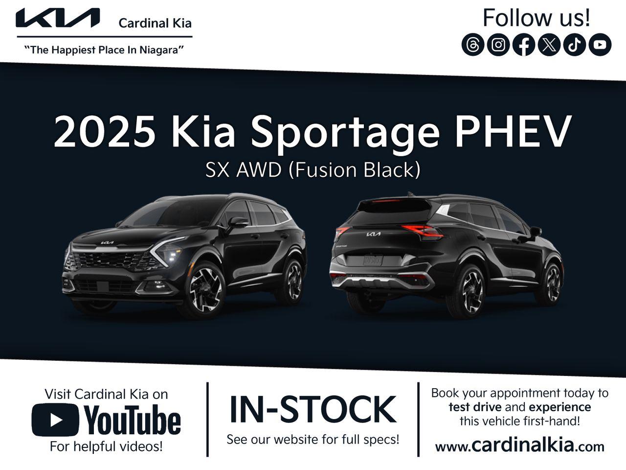 New 2025 Kia Sportage PHEV SX - Black Interior for sale in Niagara Falls, ON