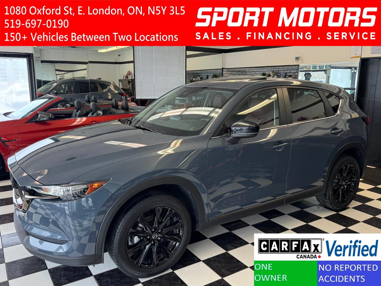 Used 2021 Mazda CX-5 Kuro Edition+Red Leather+Roof+BSM+CLEAN CARFAX for sale in London, ON