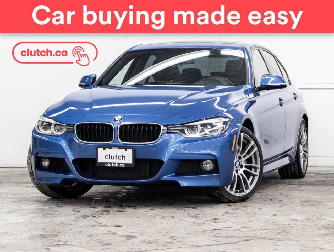 NO ACCIDENTS / CLEAN CARFAX / Front Heated Seats, Driver Seat Memory System, Climate Control and more!<br> <br>Clutch is the largest online used car retailer in Canada, delivering a seamless, hassle-free car-buying experience to drivers everywhere. Shop hundreds of used cars online, get the right one delivered to your door, and enjoy peace of mind with our optional 10-Day Money-Back Guarantee. How sweet is that? To learn more, visit clutch.ca.<br> <br>The top features for this 2017 BMW 3 Series include:<br> <br>Auto Stop/Start<br>Front Heated Seats<br>Driver Seat Memory System<br>Climate Control<br>Dual Zone Front Climate Control<br>Auxiliary Audio Input<br>GPS Navigation<br>Cruise Control<br>12V Outlet<br>Bluetooth Music<br>Apple CarPlay<br>USB Input<br>Push Button Start<br>Rain Sensing Wipers<br>Sunroof<br>Rear View Camera<br>Parking Sensors<br>Power Driver Seat<br>Power Passenger Seat<br> <br>Seamless home delivery - Delivery to your door in a matter of days. Available on select packages.<br> <br>Try it out for 10 days - If you do not like it, we will take it back. Available on select packages. <br> <br>Quality assured - All cars go through our rigorous 210-point inspection and reconditioning process.<br> <br>Peace of mind - Optional 3-month Standard Warranty, with additional warranty options available.<br> <br>Haggle-free - No haggling or hard sells.<br> <br>100% Transparency - Full inspection reports on every car, including high-res photography and a free Carfax report.<br> <br>Listed price is for cash purchase only and does not include taxes, Shipping Fees (if applicable), Delivery Fees (if applicable), government licensing fees. 10-day Money Back Guarantee, 3-month Standard Warranty, and home delivery are available with select packages.<br> <br>Previous Provincial Registrations:<br>Ontario<br> <br>Stock # 43867