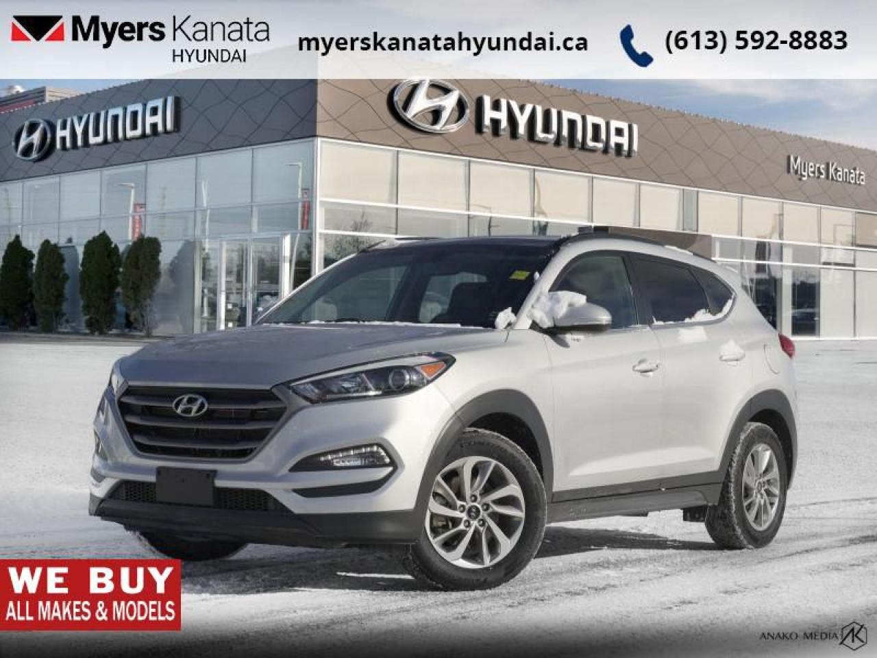 <b>Low Mileage, Leather Seats,  Sunroof,  Remote Keyless Entry,  Power Tailgate!</b><br> <br>    This Hyundai Tucson caters to drivers that put styling and features at the top of their crossover SUV wish list. This  2016 Hyundai Tucson is fresh on our lot in Kanata. <br> <br>Out of all of your options for a compact crossover, this Hyundai Tucson stands out in a big way. The bold look, refined interior, and amazing versatility make it a capable, eager vehicle thats up for anything. It doesnt hurt that it comes with numerous standard features and tech. For comfort, technology, and economy in one stylish package, look no further than this versatile Hyundai Tucson. This low mileage  SUV has just 43,756 kms. Its  chromium silver in colour  and is completely accident free based on the <a href=https://vhr.carfax.ca/?id=jCc3oiMfzdGxZomfa+3pX/Z1BMlL203C target=_blank>CARFAX Report</a> . It has an automatic transmission and is powered by a  164HP 2.0L 4 Cylinder Engine. <br> <br> Our Tucsons trim level is 2.0L Luxury AWD. The Luxury is the next step up from the Premium and includes all the same features plus leather seating surfaces, proximity keyless entry with push button ignition, panoramic sunroof and a smart power tailgate. This vehicle has been upgraded with the following features: Leather Seats,  Sunroof,  Remote Keyless Entry,  Power Tailgate. <br> <br>To apply right now for financing use this link : <a href=https://www.myerskanatahyundai.com/finance/ target=_blank>https://www.myerskanatahyundai.com/finance/</a><br><br> <br/><br> Buy this vehicle now for the lowest weekly payment of <b>$70.62</b> with $0 down for 84 months @ 8.99% APR O.A.C. ( Plus applicable taxes -  and licensing fees   ).  See dealer for details. <br> <br>Smart buyers buy at Myers where all cars come Myers Certified including a 1 year tire and road hazard warranty (some conditions apply, see dealer for full details.)<br> <br>This vehicle is located at Myers Kanata Hyundai 400-2500 Palladium Dr Kanata, Ontario.<br>*LIFETIME ENGINE TRANSMISSION WARRANTY NOT AVAILABLE ON VEHICLES WITH KMS EXCEEDING 140,000KM, VEHICLES 8 YEARS & OLDER, OR HIGHLINE BRAND VEHICLE(eg. BMW, INFINITI. CADILLAC, LEXUS...)<br> Come by and check out our fleet of 30+ used cars and trucks and 100+ new cars and trucks for sale in Kanata.  o~o