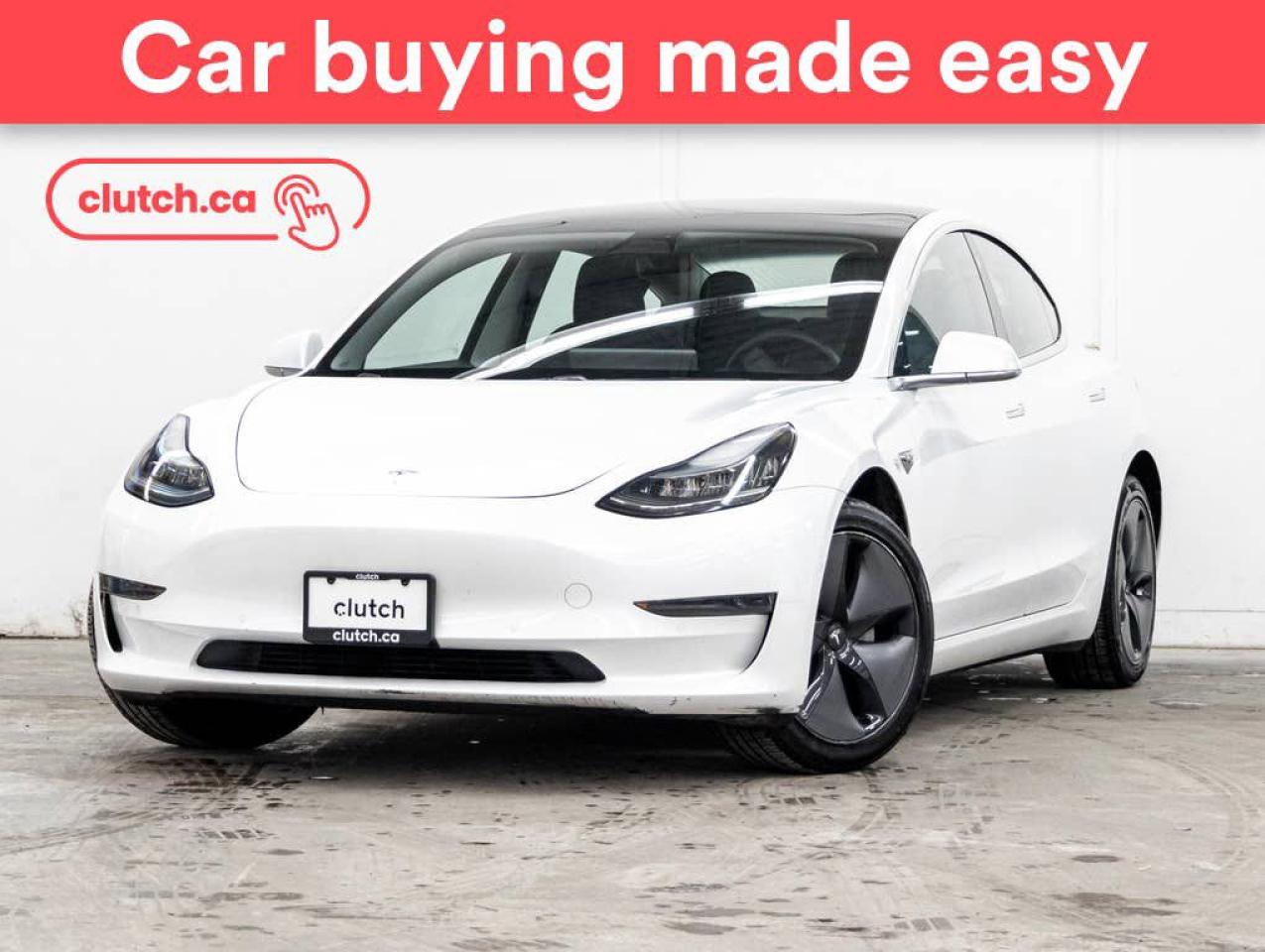 1 OWNER / Glass Roof, Rearview Camera, Navigation and more!<br> <br>Clutch is the largest online used car retailer in Canada, delivering a seamless, hassle-free car-buying experience to drivers everywhere. Shop hundreds of used cars online, get the right one delivered to your door, and enjoy peace of mind with our optional 10-Day Money-Back Guarantee. How sweet is that? To learn more, visit clutch.ca.<br> <br>The top features for this 2019 Tesla Model 3 include:<br> <br>Glass Roof<br>Rearview Camera<br>Navigation<br>Bluetooth<br>Sideview Cameras<br>Autopilot<br>Sentry Mode<br>Heated Front Seats<br> <br>Seamless home delivery - Delivery to your door in a matter of days. Available on select packages.<br> <br>Try it out for 10 days - If you do not like it, we will take it back. Available on select packages. <br> <br>Quality assured - All cars go through our rigorous 210-point inspection and reconditioning process.<br> <br>Peace of mind - Optional 3-month Standard Warranty, with additional warranty options available.<br> <br>Haggle-free - No haggling or hard sells.<br> <br>100% Transparency - Full inspection reports on every car, including high-res photography and a free Carfax report.<br> <br>Listed price is for cash purchase only and does not include taxes, Shipping Fees (if applicable), Delivery Fees (if applicable), government licensing fees. 10-day Money Back Guarantee, 3-month Standard Warranty, and home delivery are available with select packages.<br> <br>Previous Provincial Registrations:<br>Ontario<br> <br>Stock # 44408
