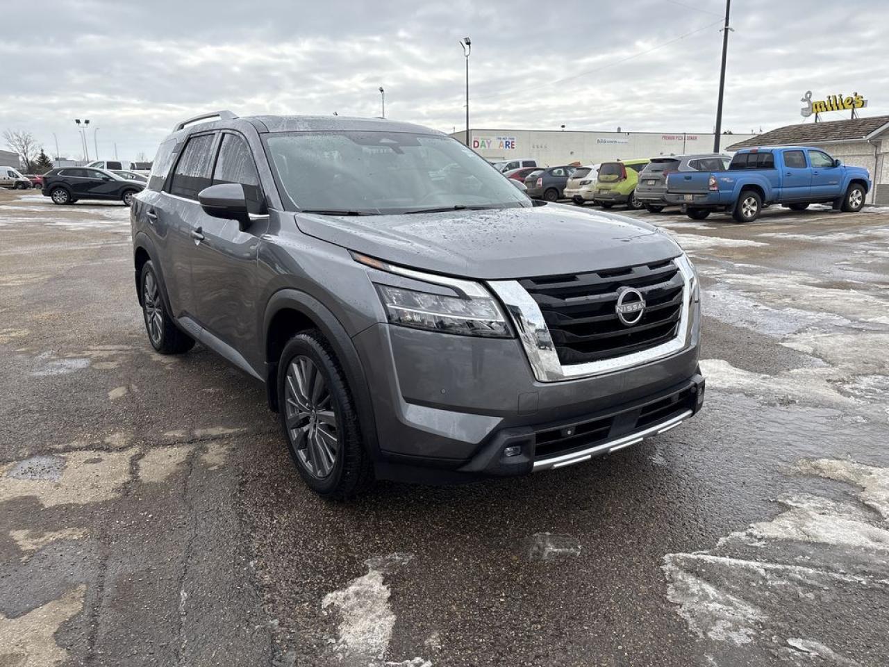 <p>Ready for action, this 2022 Nissan Pathfinder SL 4WD is an upscale adventure machine that stands out in Gun Metallic! Motivated by a 3.5 Liter V6 generating 284hp tethered to a paddle-shifted 9 Speed Automatic transmission. This Four Wheel Drive SUV also boasts plenty of towing strength, a multimode terrain management system, and the ability to achieve nearly approximately 8.7L/100km on the highway. This tough-looking Pathfinders design delivers LED lighting, fog lamps, a power liftgate, heated power mirrors, silver roof rails, a rear spoiler, and alloy wheels.</p>  <p>The eight-passenger SL cabin helps family and friends travel in comfort with heated leather power front seats, versatile second and third rows, a heated leather steering wheel, tri-zone automatic climate control, Intelligent Key access, pushbutton ignition, and remote start. A 9-inch touchscreen anchors the infotainment system and supports WiFi compatibility, Android Auto, wireless Apple CarPlay, Bluetooth, full-color navigation, and a six-speaker sound system.</p>  <p>Nissan promotes peace of mind with smart safety technology such as a surround-view camera, automatic braking, adaptive cruise control, blind-spot monitoring, lane-keeping assistance, and even nav-linked ProPILOT Assist semi-autonomous driving. With all that and more, our Pathfinder SL helps to maximize family fun! Save this Page and Call for Availability. We Know You Will Enjoy Your Test Drive Towards Ownership!</p>  <p>Call 587-409-5859 for more info or to schedule an appointment! Fully Inspected, ALL Work Complete and Included in Price! Listed Pricing is valid for 72 hours. Price listed is a finance price only and includes a finance rebate. This vehicles Cash Price is listed and available on our dealer website at parkmazda dot ca. Financing is available, please see dealer for term availability and interest rates. AMVIC Licensed Business.</p>