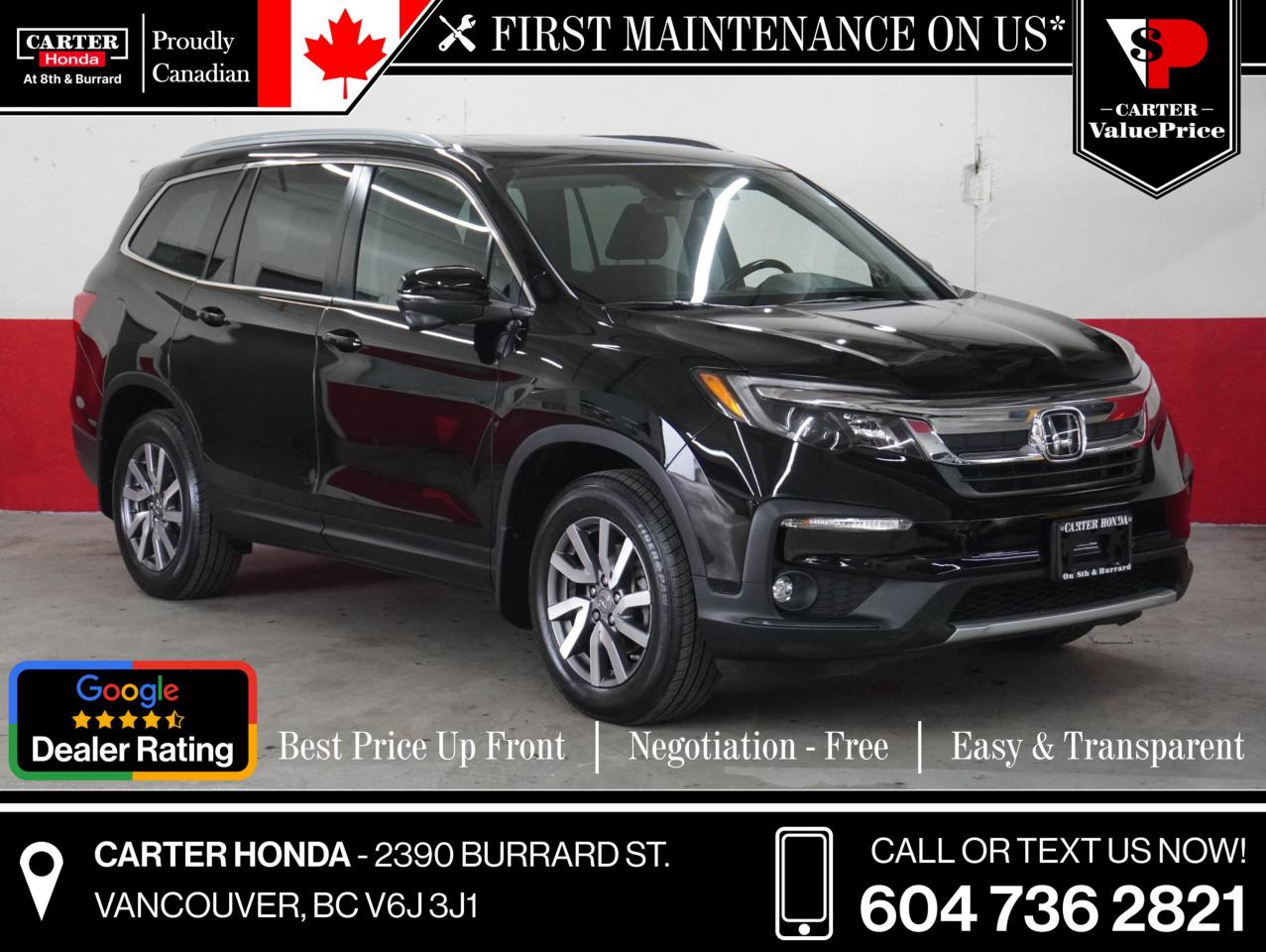 Used 2021 Honda Pilot EX SUNROOF, PWR SEAT, APPLE/ANDROID. RARE CRTFD. for sale in Vancouver, BC