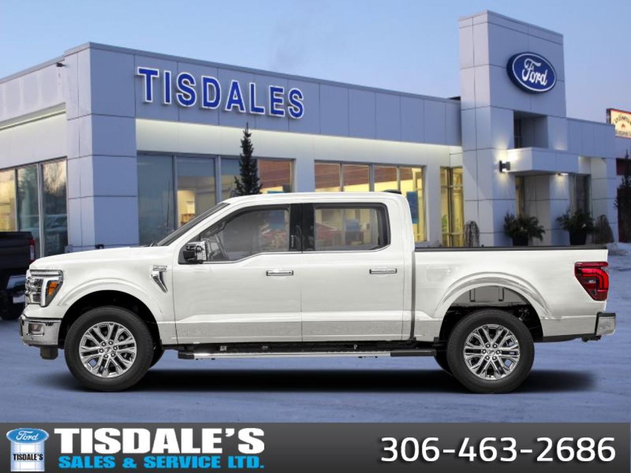 <b>FX4 Off-Road Package, Sunroof, Premium Audio, 20 inch Chrome Wheels, Tow Package!</b><br> <br> <br> <br>Check out the large selection of new Fords at Tisdales today!<br> <br>  This 2025 F-150 is a truck that perfectly fits your needs for work, play, or even both. <br> <br>Just as you mold, strengthen and adapt to fit your lifestyle, the truck you own should do the same. The Ford F-150 puts productivity, practicality and reliability at the forefront, with a host of convenience and tech features as well as rock-solid build quality, ensuring that all of your day-to-day activities are a breeze. Theres one for the working warrior, the long hauler and the fanatic. No matter who you are and what you do with your truck, F-150 doesnt miss.<br> <br> This star white tri-coat Crew Cab 4X4 pickup   has an automatic transmission and is powered by a  400HP 3.5L V6 Cylinder Engine.<br> <br> Our F-150s trim level is Lariat. This F-150 Lariat is decked with great standard features such as premium Bang & Olufsen audio, ventilated and heated leather-trimmed seats with lumbar support, remote engine start, adaptive cruise control, FordPass 5G mobile hotspot, and a 12-inch infotainment screen powered by SYNC 4 with inbuilt navigation, Apple CarPlay and Android Auto. Safety features also include blind spot detection, lane keeping assist with lane departure warning, front and rear collision mitigation, and an aerial view camera system. This vehicle has been upgraded with the following features: Fx4 Off-road Package, Sunroof, Premium Audio, 20 Inch Chrome Wheels, Tow Package. <br><br> View the original window sticker for this vehicle with this url <b><a href=http://www.windowsticker.forddirect.com/windowsticker.pdf?vin=1FTFW5L85SFA64705 target=_blank>http://www.windowsticker.forddirect.com/windowsticker.pdf?vin=1FTFW5L85SFA64705</a></b>.<br> <br>To apply right now for financing use this link : <a href=http://www.tisdales.com/shopping-tools/apply-for-credit.html target=_blank>http://www.tisdales.com/shopping-tools/apply-for-credit.html</a><br><br> <br/> Total  rebate of $4000 is reflected in the price.  Incentives expire 2025-03-31.  See dealer for details. <br> <br>Tisdales is not your standard dealership. Sales consultants are available to discuss what vehicle would best suit the customer and their lifestyle, and if a certain vehicle isnt readily available on the lot, one will be brought in. o~o