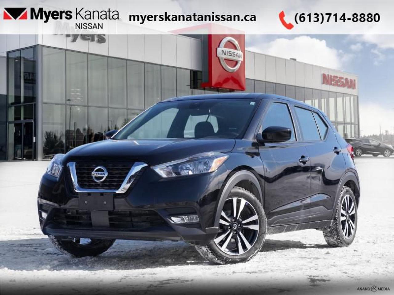 <b>Android Auto,  Apple CarPlay,  Alloy Wheels,  Fog Lights,  Remote Keyless Entry!</b><br> <br>  Compare at $16995 - KANATA NISSAN PRICE is just $16495! <br> <br>   This Nissan Kicks is the perfect compact crossover for the fashion-forward urban dweller. This  2020 Nissan Kicks is fresh on our lot in Kanata. This  SUV has 121,823 kms. Its  super black in colour  and is completely accident free based on the <a href=https://vhr.carfax.ca/?id=bf4y3XdDP+5sYVXZAQHl9owlCxAKQ5qn target=_blank>CARFAX Report</a> . It has an automatic transmission and is powered by a  122HP 1.6L 4 Cylinder Engine. <br> <br> Our Kickss trim level is SV. Stepping up to the Kicks SV will get some awesome style and convenience with fog lights, heated power side mirrors, rear view camera, blind spot and lane departure warning, impressive array of air bags, intelligent automatic emergency braking, aluminum wheels, intelligent automatic headlights, and Advanced Drive Assist Display in the instrument cluster to help you on the drive and remote keyless entry, automatic climate control, heated front seats, steering wheel mounted cruise and audio control, 7 inch touchscreen, Android Auto and Apple CarPlay compatibility, Bluetooth, SiriusXM, and USB and aux jacks for astounding comfort and connectivity. This vehicle has been upgraded with the following features: Android Auto,  Apple Carplay,  Alloy Wheels,  Fog Lights,  Remote Keyless Entry,  Steering Wheel Audio Control,  Active Emergency Braking. <br> <br/><br> Payments from <b>$265.31</b> monthly with $0 down for 84 months @ 8.99% APR O.A.C. ( Plus applicable taxes -  and licensing    ).  See dealer for details. <br> <br>*LIFETIME ENGINE TRANSMISSION WARRANTY NOT AVAILABLE ON VEHICLES WITH KMS EXCEEDING 140,000KM, VEHICLES 8 YEARS & OLDER, OR HIGHLINE BRAND VEHICLE(eg. BMW, INFINITI. CADILLAC, LEXUS...)<br> Come by and check out our fleet of 40+ used cars and trucks and 100+ new cars and trucks for sale in Kanata.  o~o