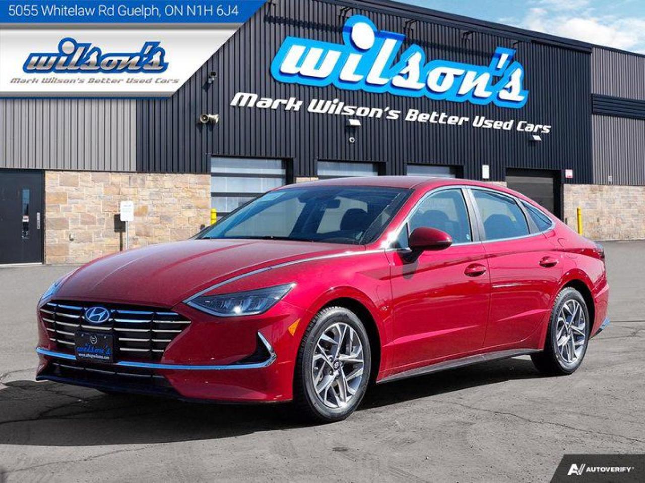 Come see this certified 2021 Hyundai Sonata Preferred | Adaptive Cruise | Heated Steering + Seats | CarPlay + Android | Rear Camera | Alloys. Its Automatic transmission and 2.5 L engine will keep you going. This Hyundai Sonata has the following options: Reverse Camera, Heated Steering Wheel, Air Conditioning, Adaptive Cruise Control, Bluetooth, Heated Seats, Tilt Steering Wheel, Steering Radio Controls, Power Windows, and Power Locks. Test drive this vehicle at Mark Wilsons Better Used Cars, 5055 Whitelaw Road, Guelph, ON N1H 6J4.60+ years of World Class Service!450+ Live Market Priced VEHICLES! ONE MASSIVE LOCATION!Free Local Delivery Available!FINANCING! - Better than bank rates! 6 Months No Payments available on approved credit OAC. Zero Down Available. We have expert licensed credit specialists to secure the best possible rate for you and keep you on budget ! We are your financing broker, let us do all the leg work on your behalf! Click the RED Apply for Financing button to the right to get started or drop in today!BAD CREDIT APPROVED HERE! - You dont need perfect credit to get a vehicle loan at Mark Wilsons Better Used Cars! We have a dedicated licensed team of credit rebuilding experts on hand to help you get the car of your dreams!WE LOVE TRADE-INS! - Top dollar trade-in values!SELL us your car even if you dont buy ours! HISTORY: Free Carfax report included.Certification included! No shady fees for safety!EXTENDED WARRANTY: Available30 DAY WARRANTY INCLUDED: 30 Days, or 3,000 km (mechanical items only). No Claim Limit (abuse not covered)5 Day Exchange Privilege! *(Some conditions apply)CASH PRICES SHOWN: Excluding HST and Licensing Fees.2019 - 2024 vehicles may be daily rentals. Please inquire with your Salesperson.